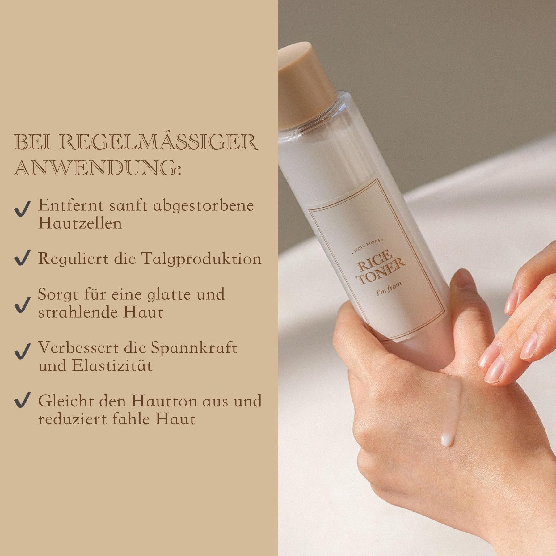 I'm from Gesichtspflege Rice Toner Gesichtswasser Feuchtigkeit Anti-Aging Vegan, 1-tlg., Akne, Mitesser, Stresslinderung, Trockenheit