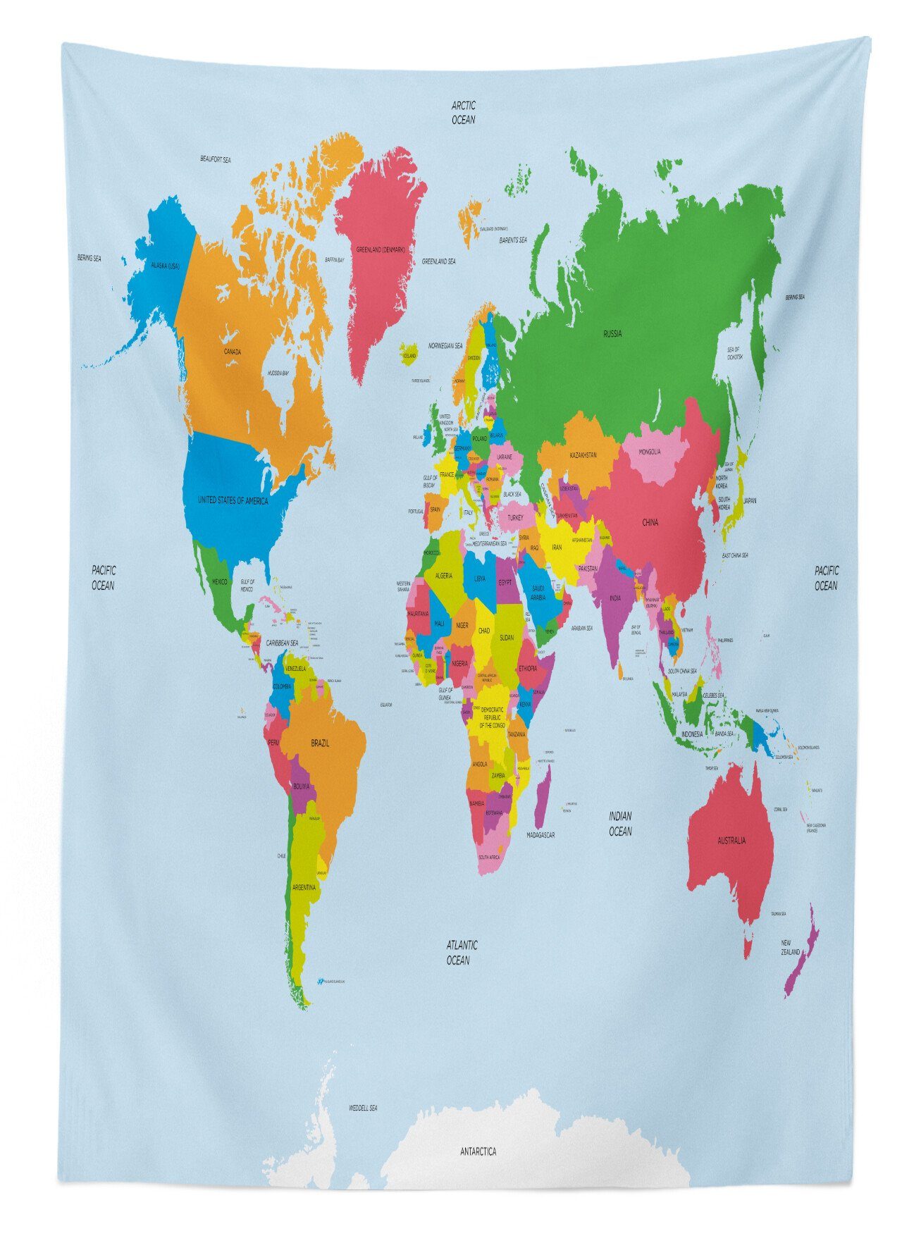 Abakuhaus Tischdecke Farbfest Waschbar Politische Farben, Für Außen geeignet Klare Welt Karte Bereich den Bunte