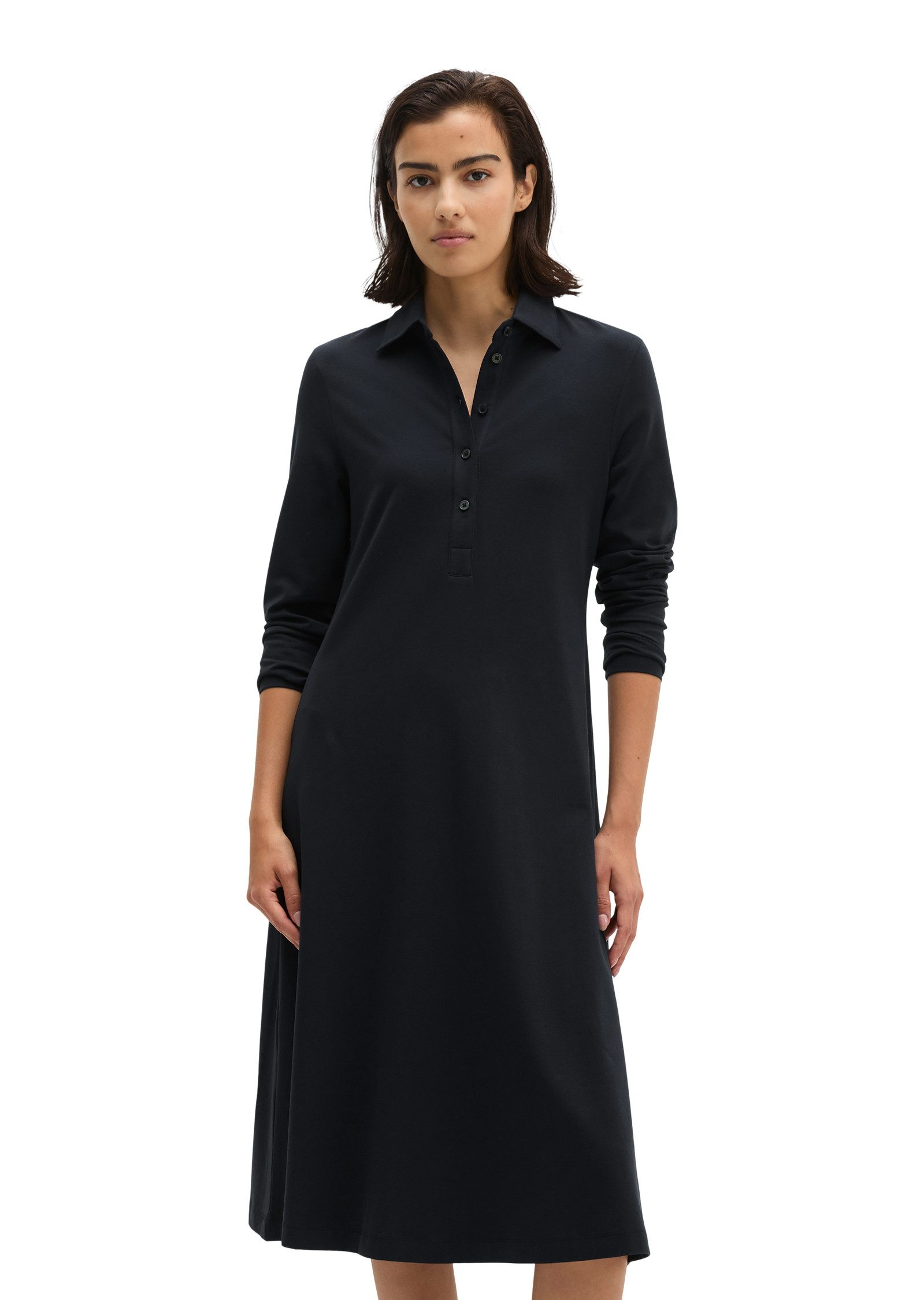 Marc O'Polo Hemdblusenkleid flared aus Single Jersey mit Paper-Finish