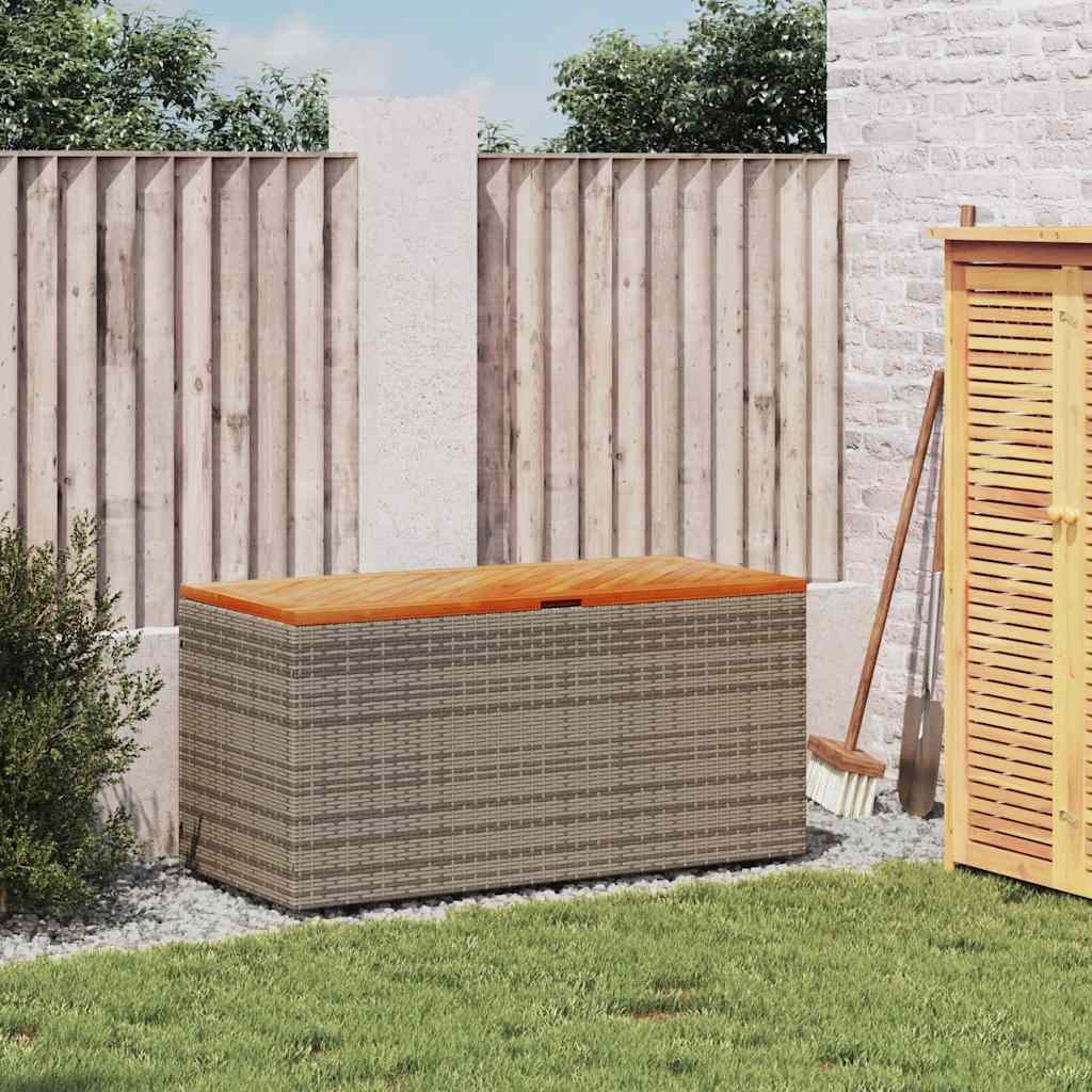 vidaXL Gartenbox Gartentruhe Grau 110x50x54 cm Poly Rattan nholz