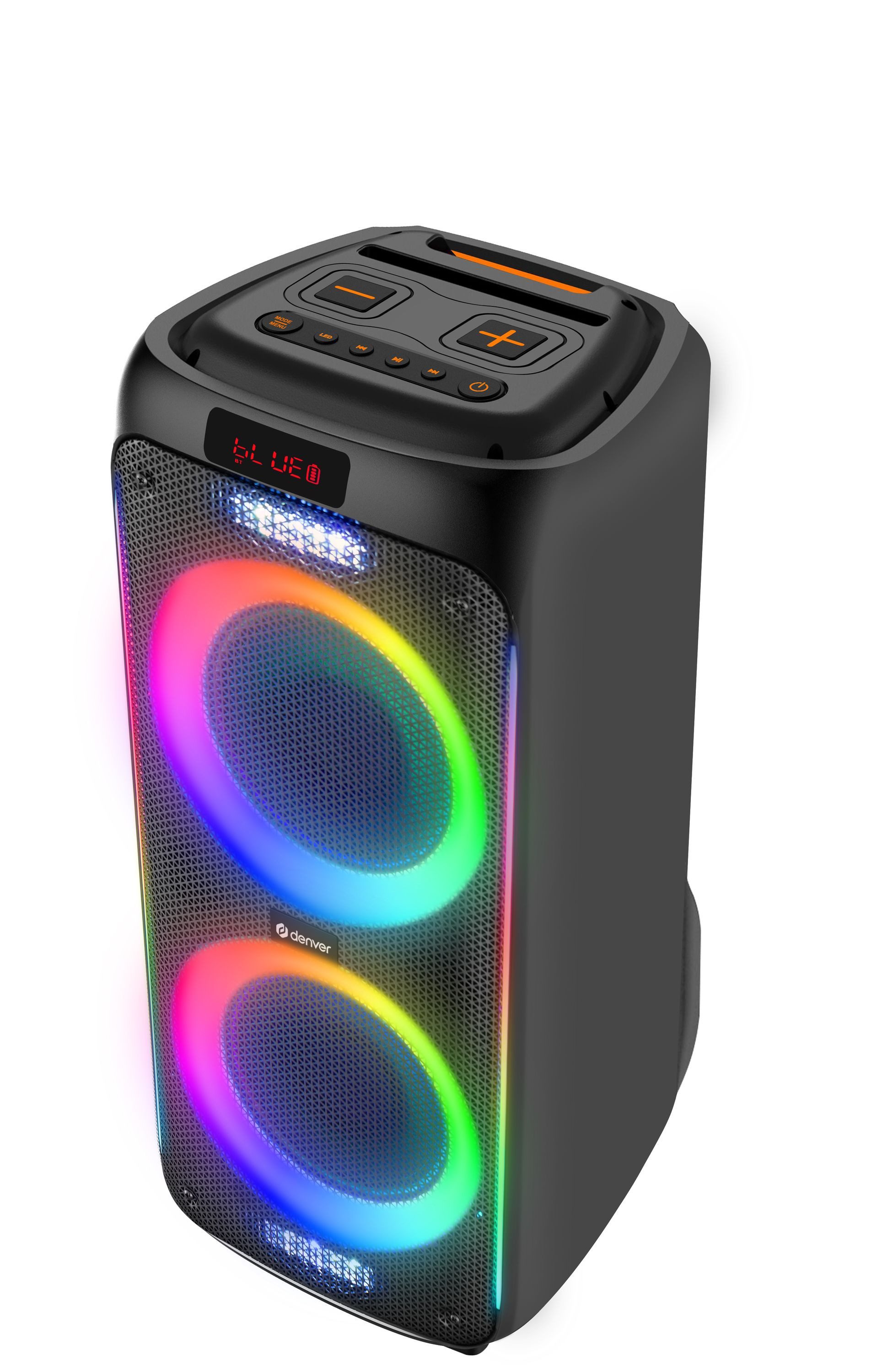Denver BPS-458 Party-Lautsprecher (Bluetooth, 1000 W, 2×10" Woofer, Karaoke-Funktion mit Mikro, TWS-Funktion, Fernbedienung)