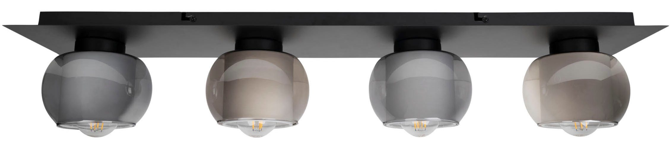 OTTO home Deckenleuchte Tanissa mit Doppelschirm, ohne Leuchtmittel, kugelförmig, Rauchglas, innen Stoffschirm, E27, Glasschirm, Textil