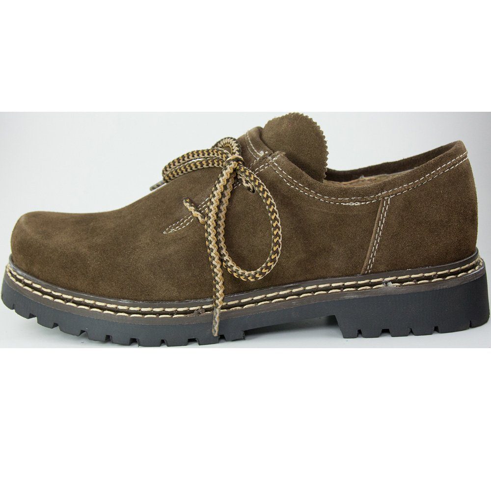 Maddox Herren Leder Haferlschuhe "Altdorf" - Velour Holz, Trachten Mode Schnürschuh