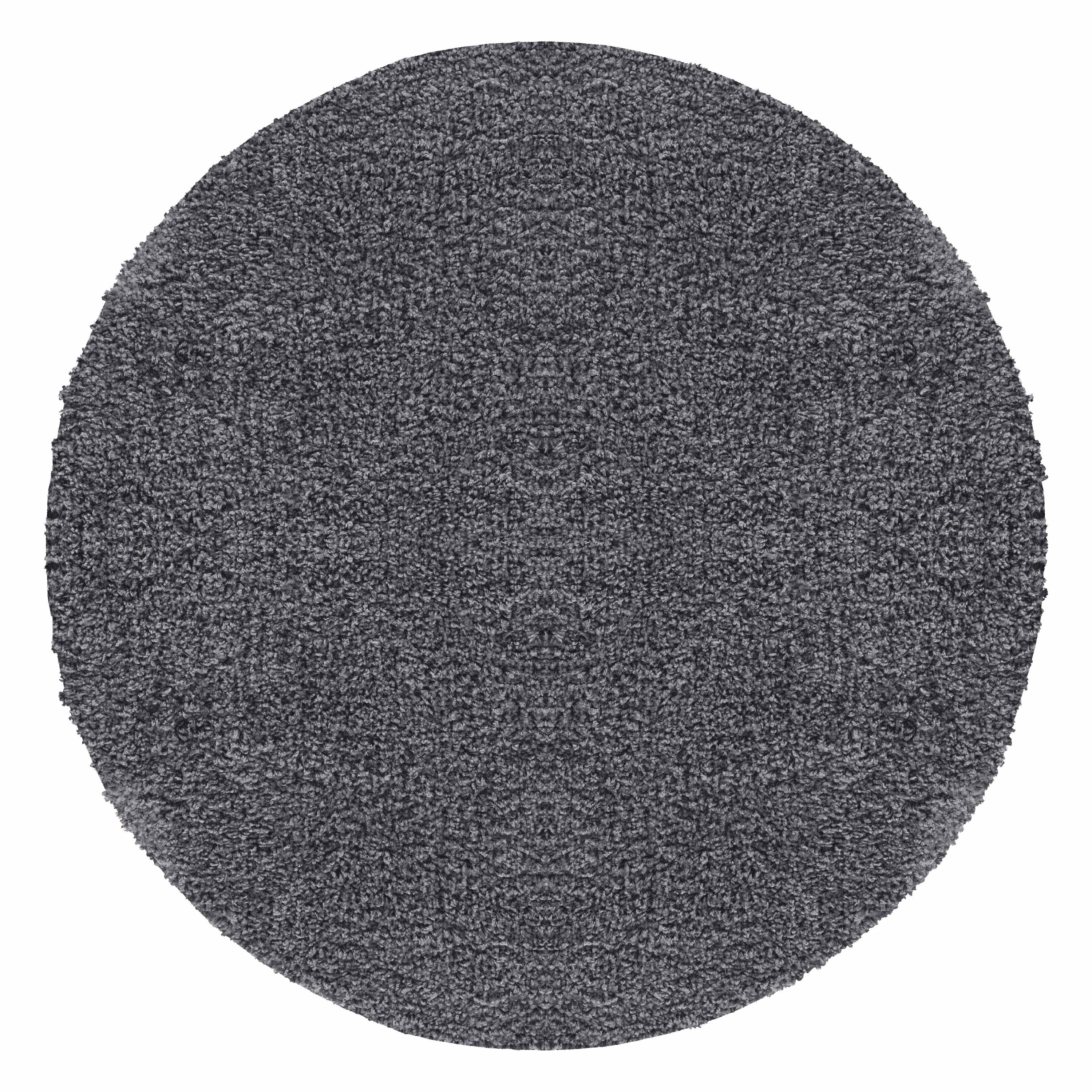 Teppich Unicolor - Einfarbig, Teppium, Rund, Höhe: 30 mm, Teppich Wohnzimmer Grau