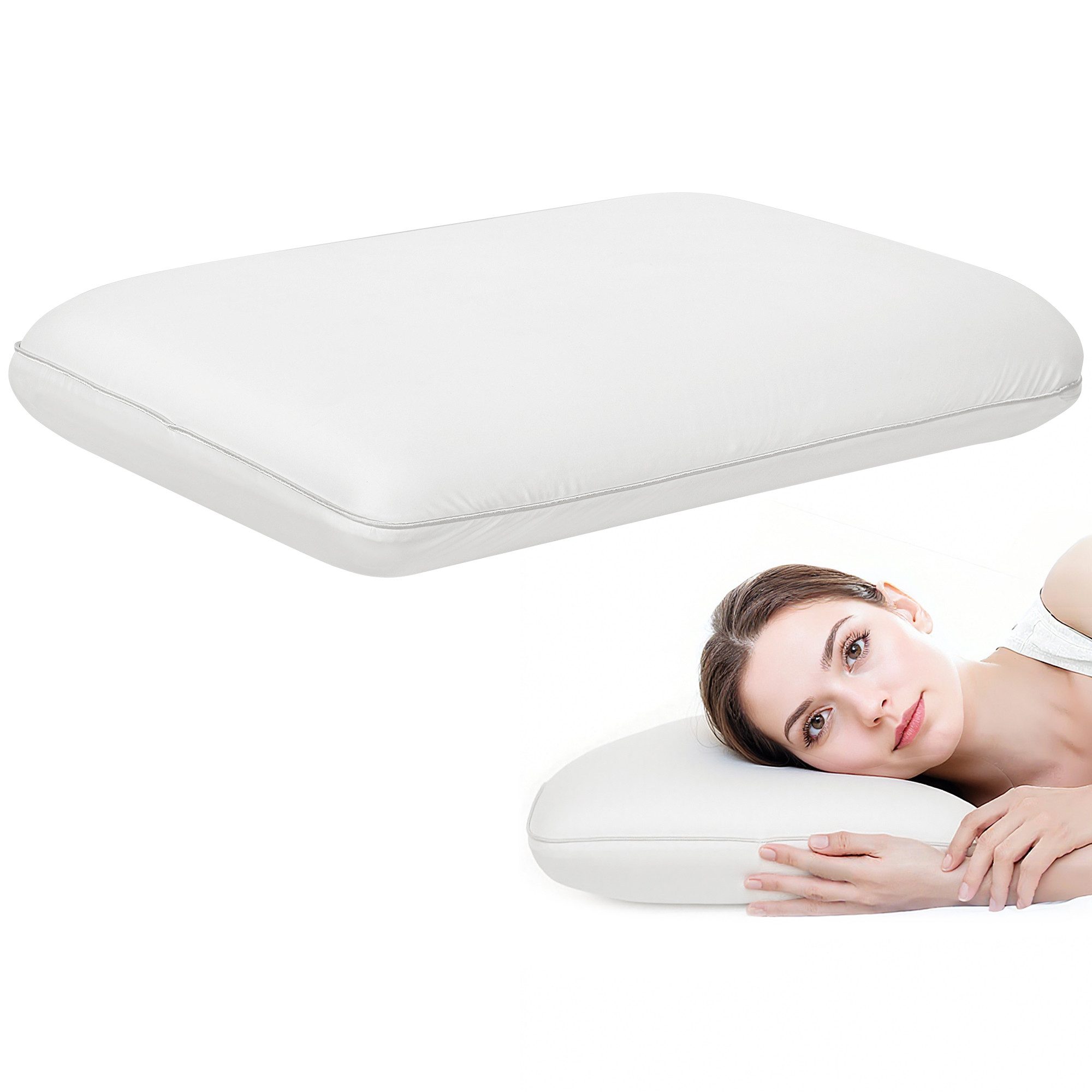 HOMCOM Kopfkissen Memory Schaum Kissen, Nackenstützkissen mit abnehmbarem Bezug, Füllung: Memory Schaumstoff, Bezug: 88% Nylon, 12% Spandex, Seitenschläfer, Rüc – Bild 2 von 5