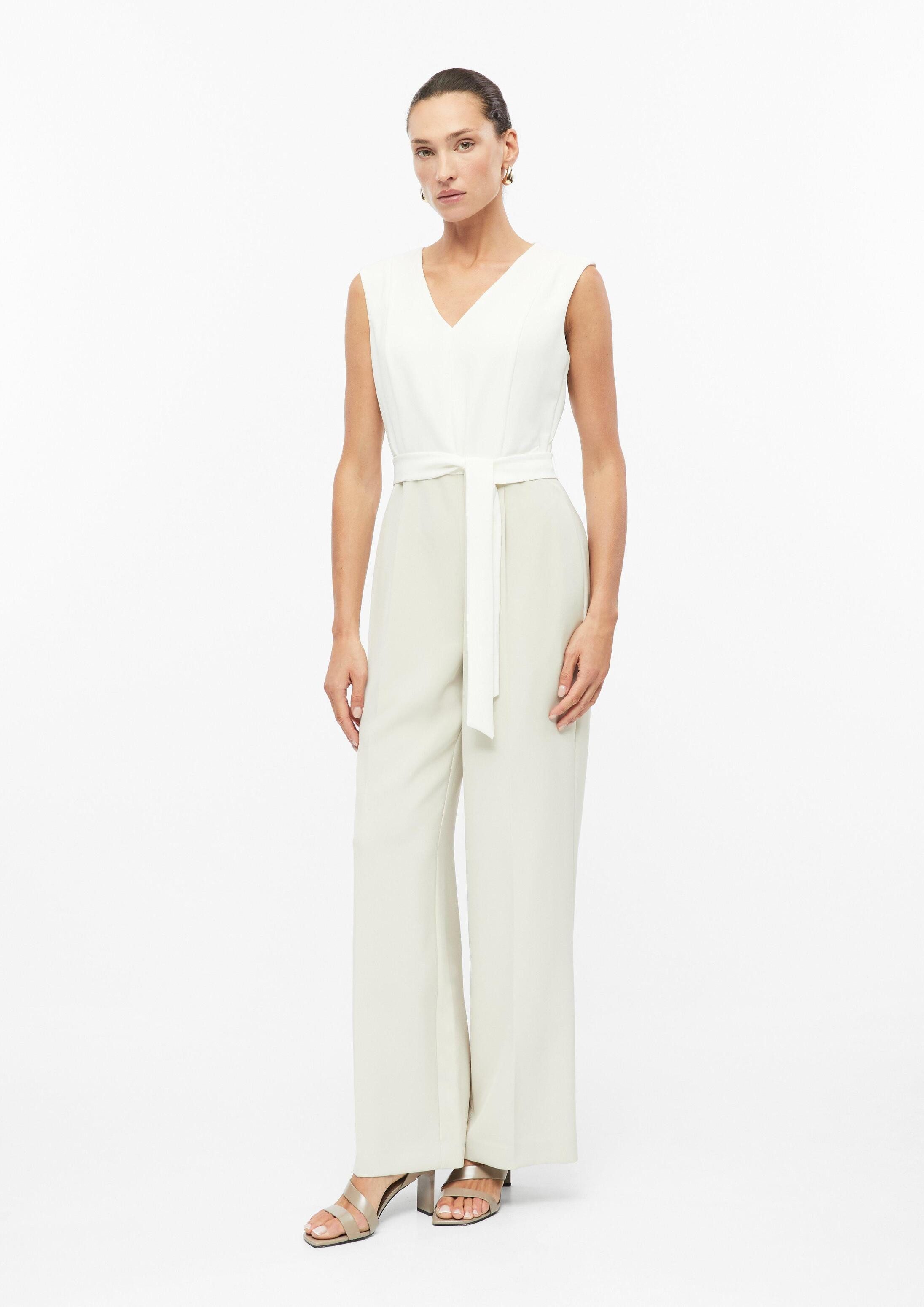s.Oliver Jumpsuit Overall Fließender Jumpsuit mit Bindegürtel und Eingrifftaschen