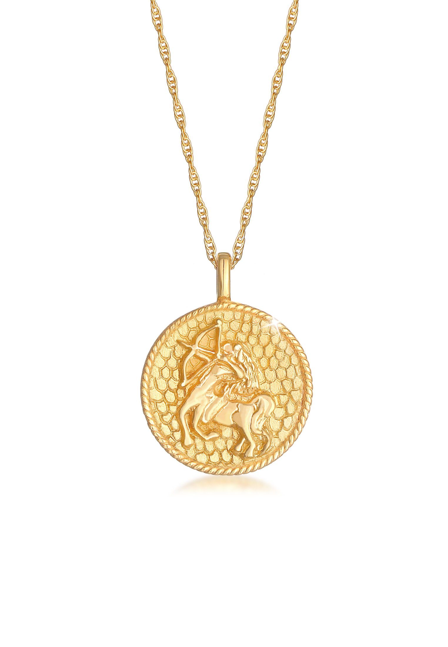 Elli Kette mit Anhänger Sternzeichen Schütze Zodiac Astro Münze 925 Silber, Sternzeichen Gold