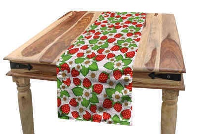 Abakuhaus Tischläufer Esszimmer Küche Rechteckiger Dekorativer Tischläufer, Frühling Floral Strawberry Szene