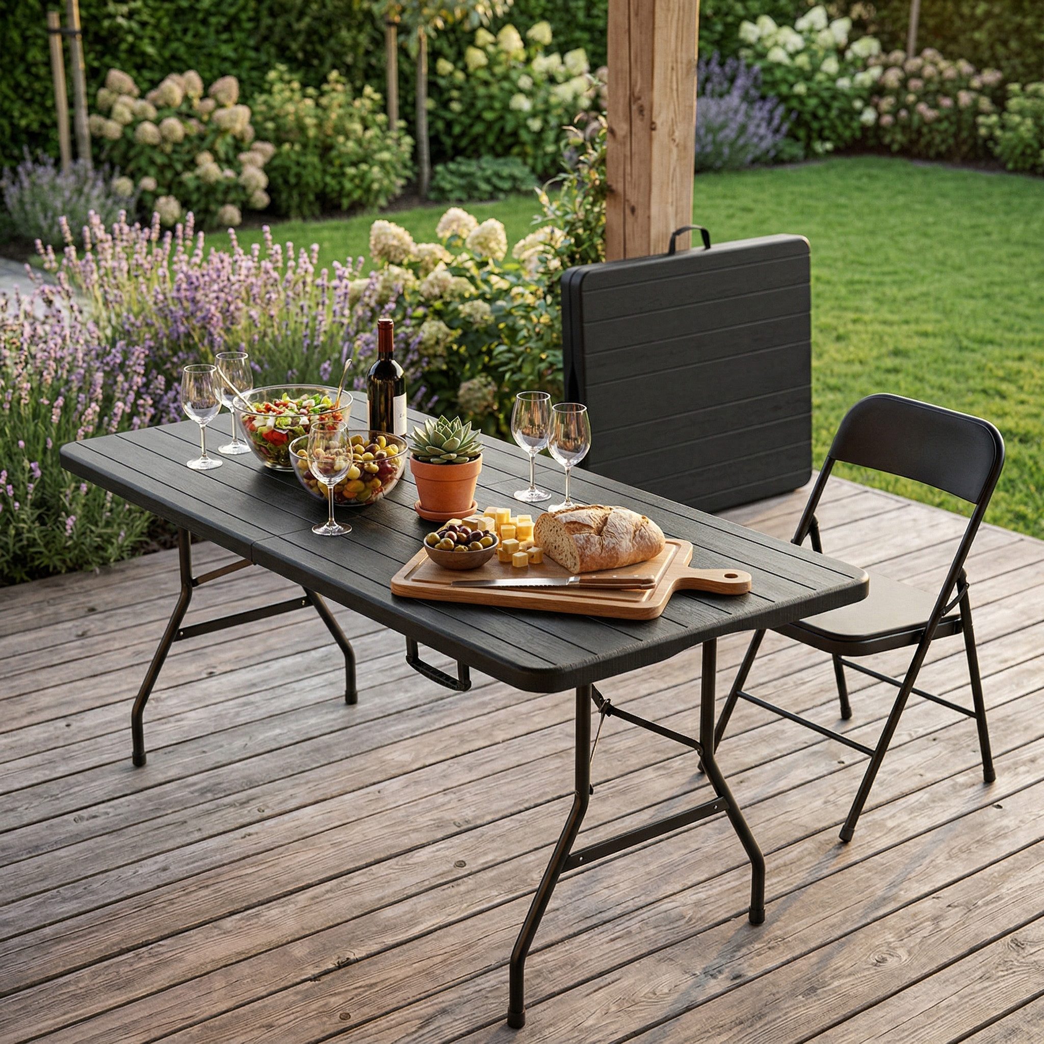 Onbest Klapptisch Campingtisch Falttisch Borkum mit Tragegriff Holzoptik, A günstig online kaufen