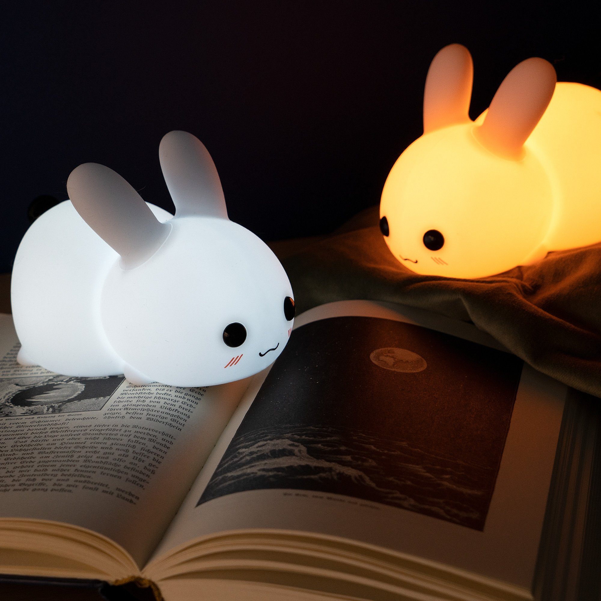 Navaris Snow Nachtleuchte - White LED - dimmbar Hase Nachtlicht LED Kinderzimmer