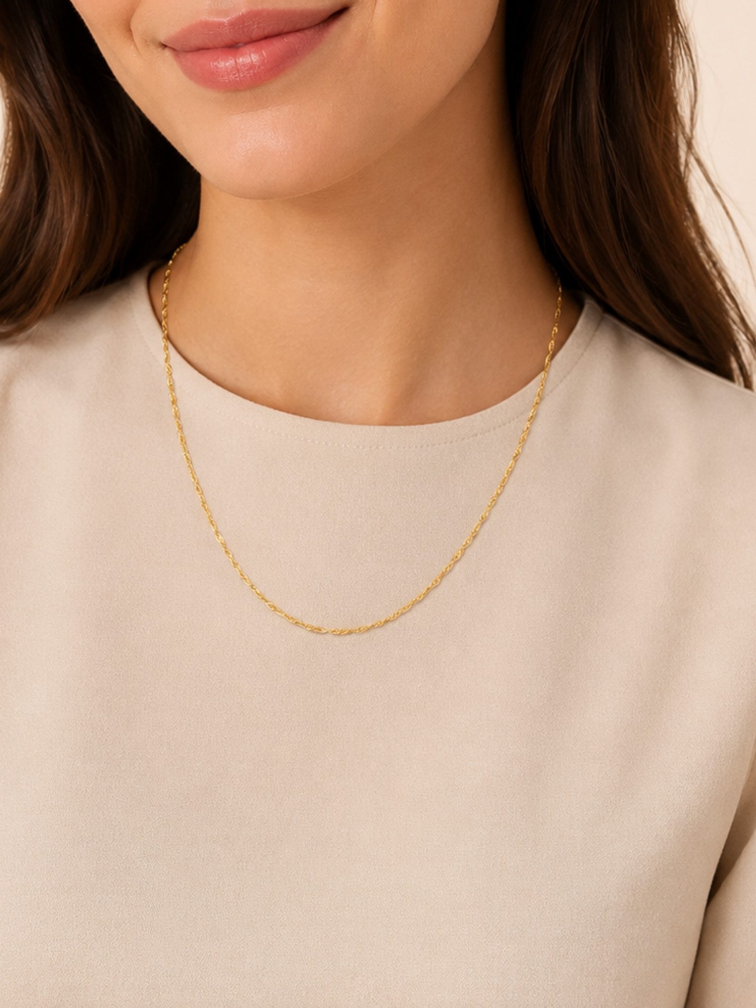Antares Gold Goldkette Elegante 14K 585er Twist Goldkette, 45cm