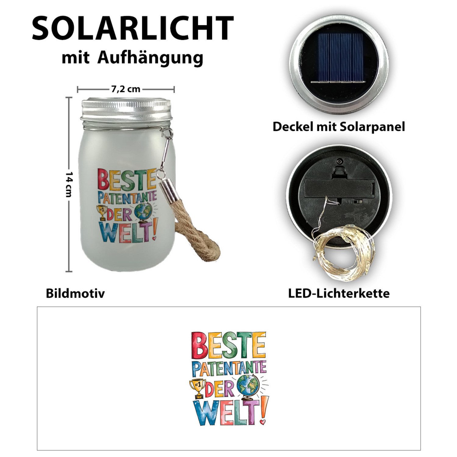 speecheese Dekolicht Beste Patentante der Welt Solarlicht goldener Pokal Gl günstig online kaufen