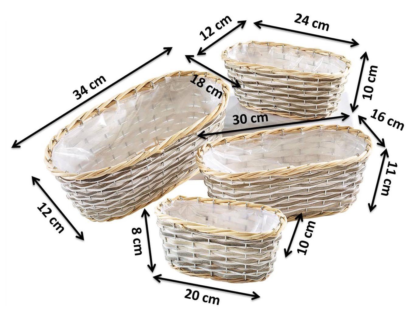 Weide Chipwood Set oval 4er Pflanzkorb Pflanzkübel und Kobolo aus