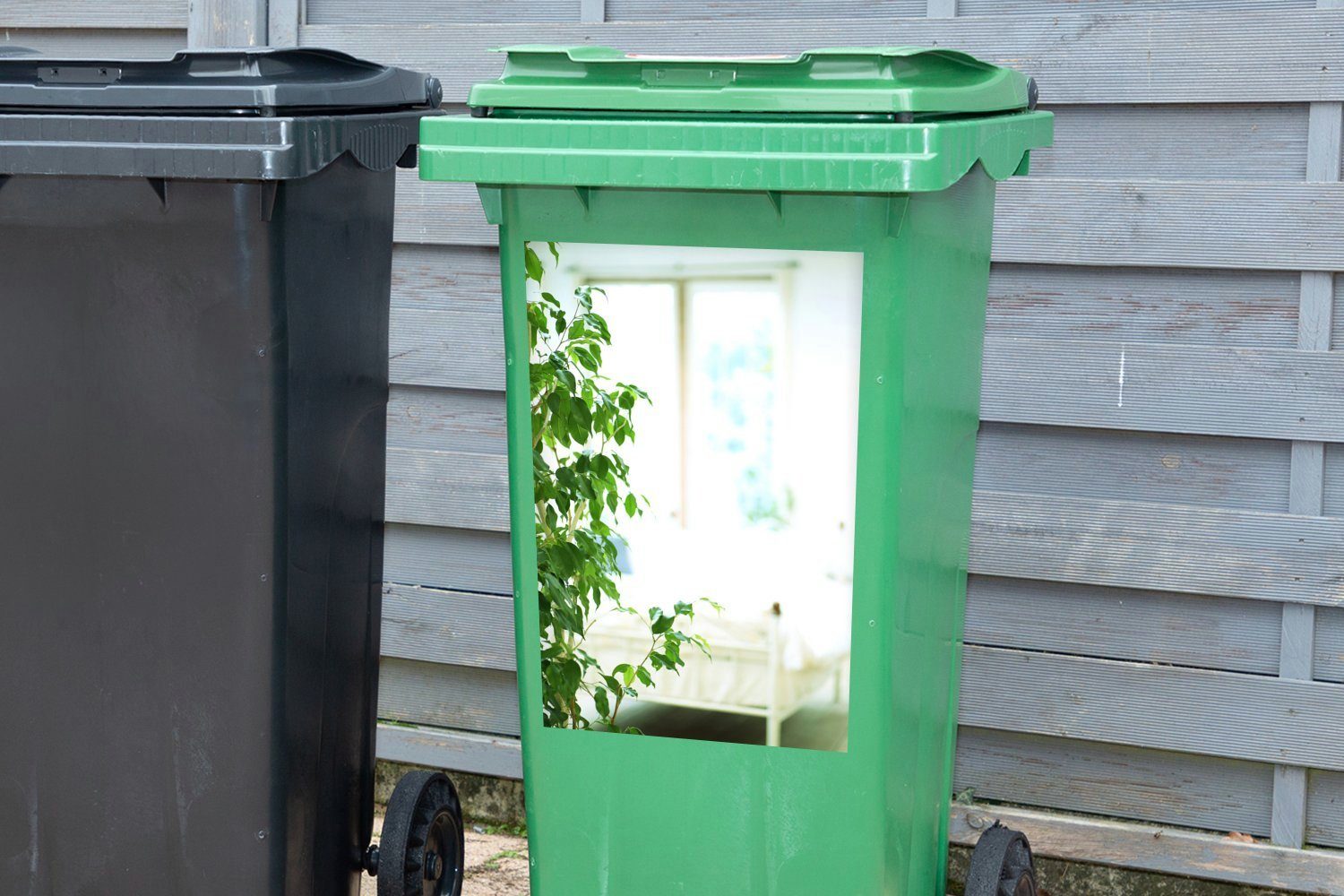 MuchoWow Wandsticker Pflanze im Haus Container, Abfalbehälter Mülleimer-aufkleber, Mülltonne, Sticker, St), (1