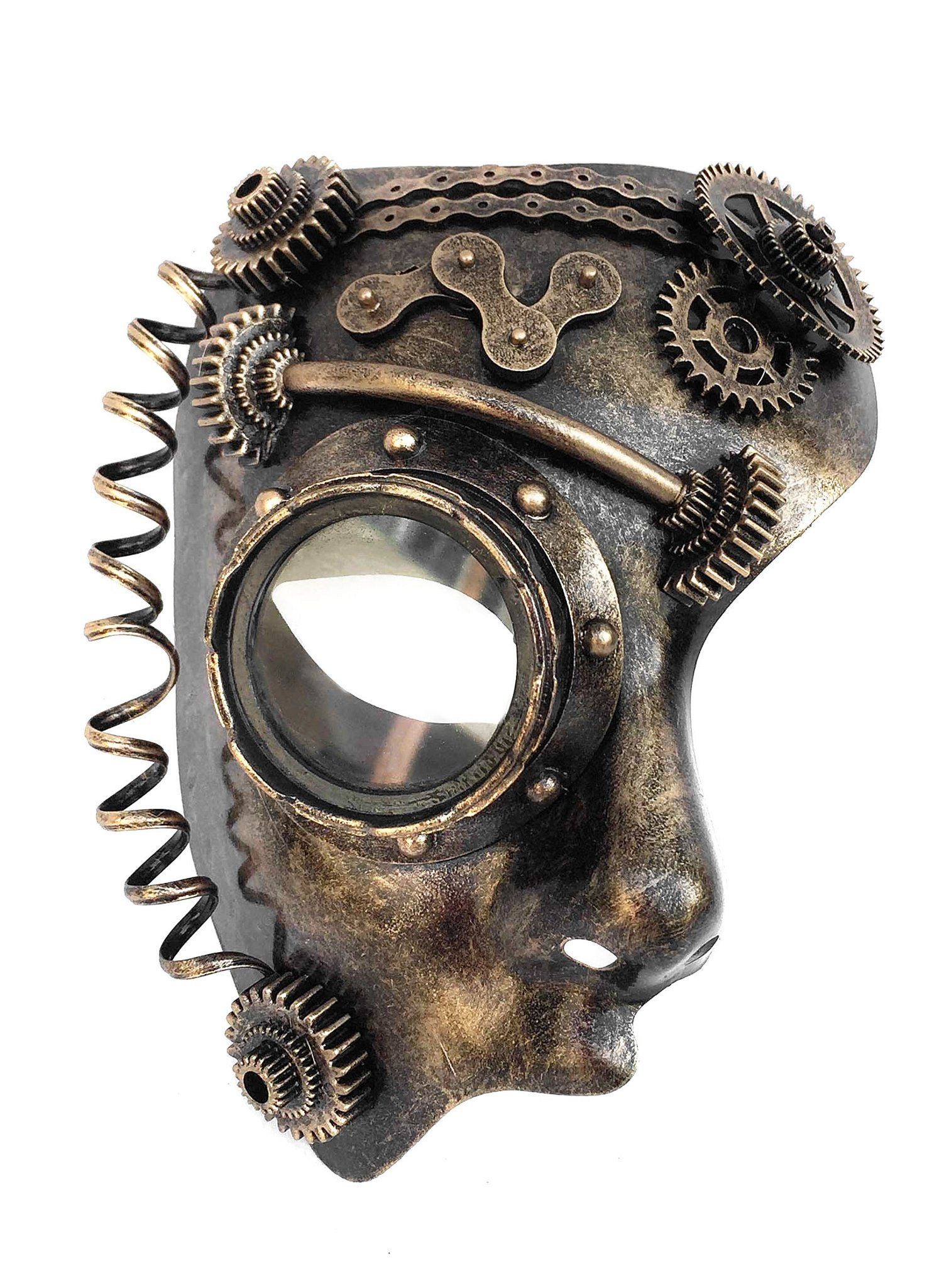 Metamorph Verkleidungsmaske Steampunk Halbmaske Android, Stimmungsvolle Maske für Steampunk, Horror und Sci-Fi