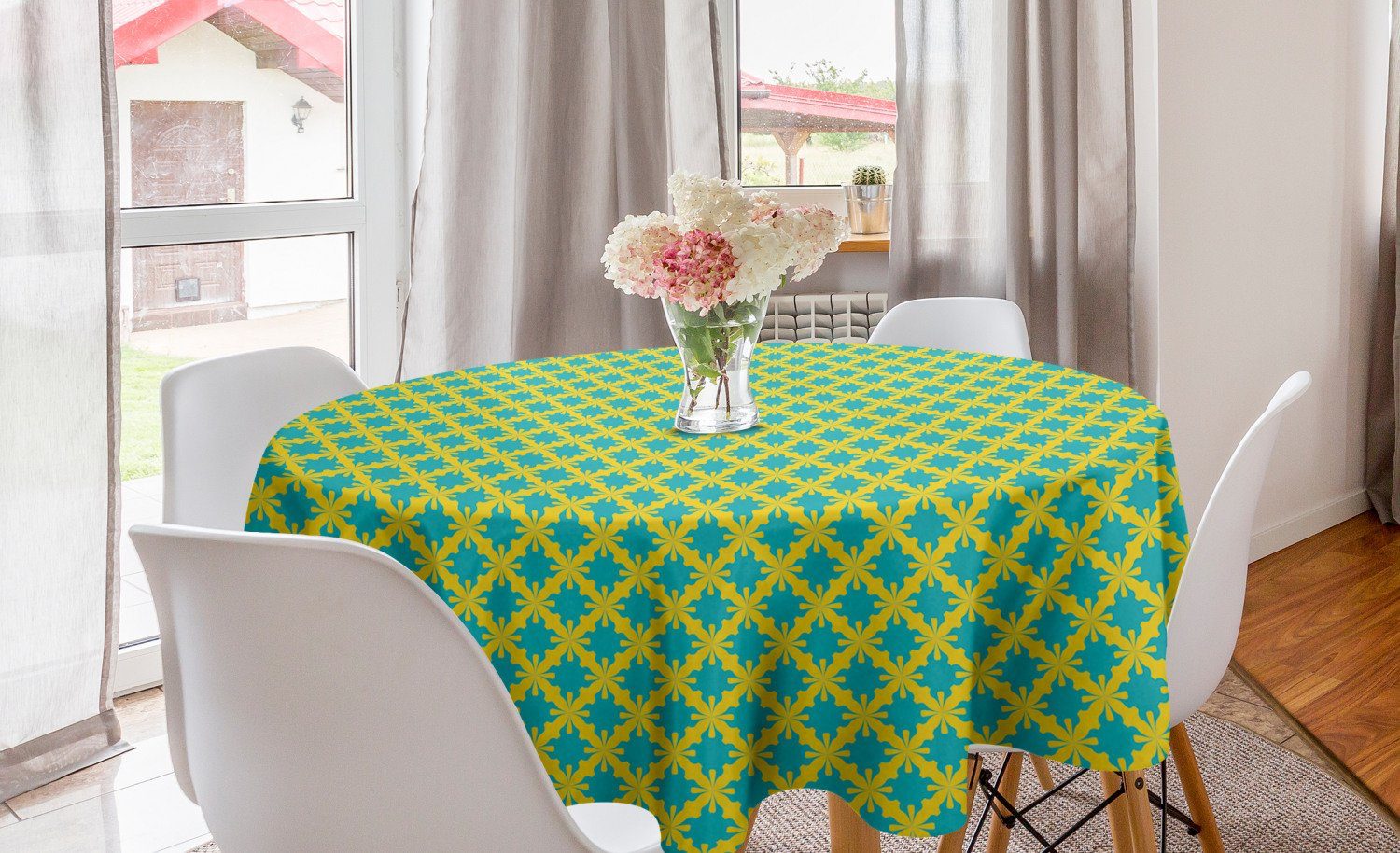Abakuhaus Tischdecke Kreis Tischdecke Abdeckung Fur Esszimmer Kuche Dekoration Viktorianisch Bicolored Moderne Damast Online Kaufen Otto