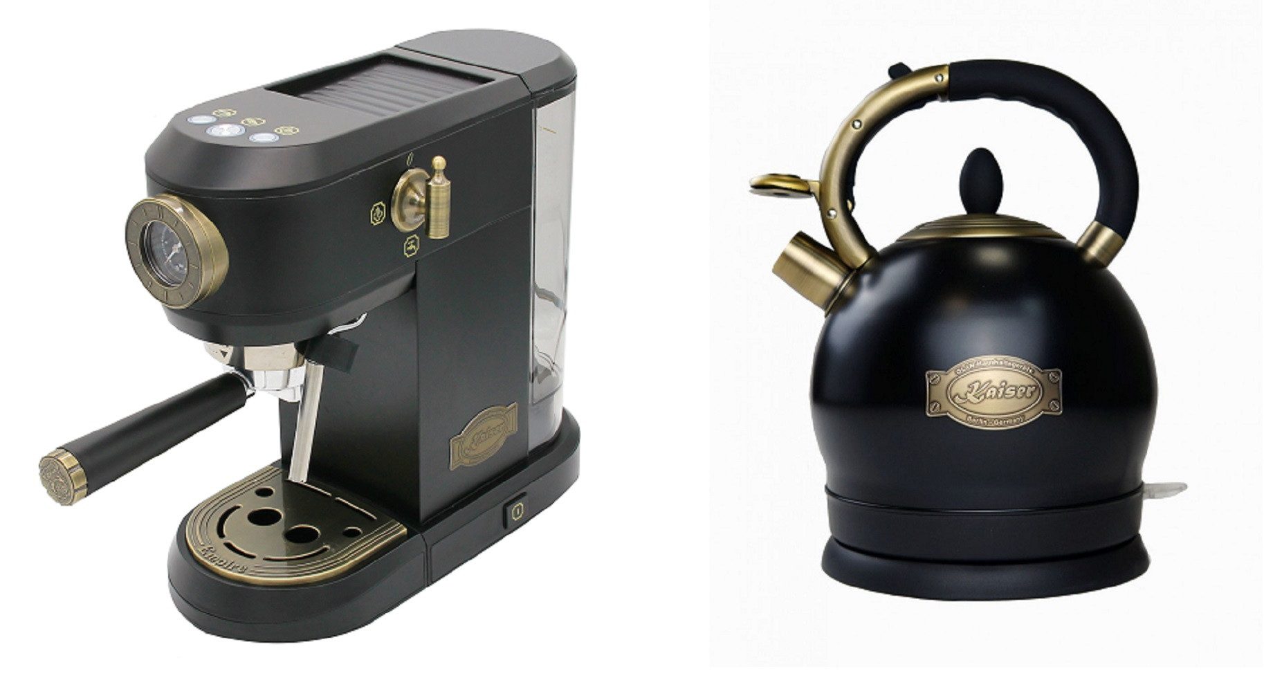 Kaiser Küchengeräte Espressomaschine, Siebträger-Espressomaschine,19 bar+ Exklusiver Retro Wasserkocher