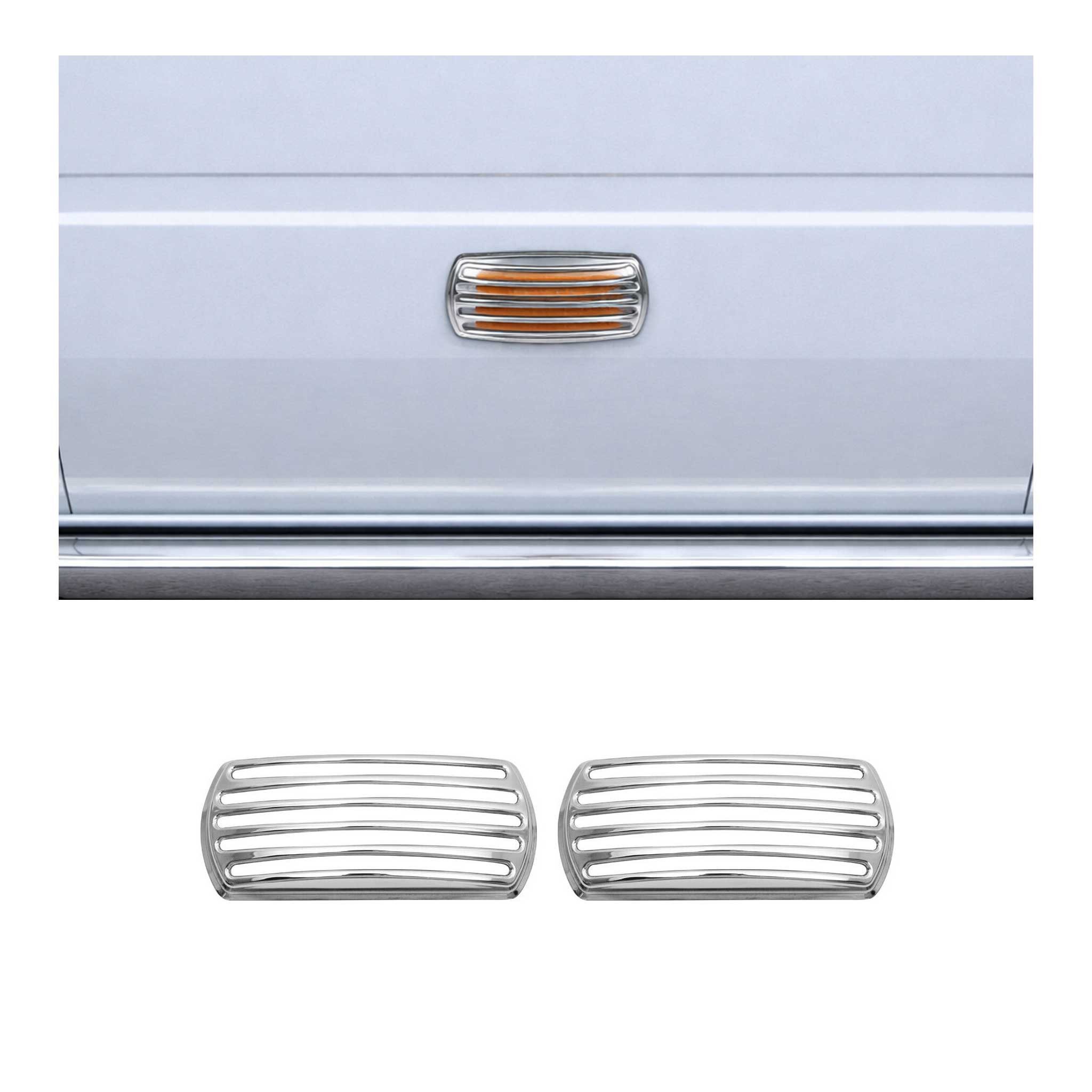 OMAC Zierleisten-Aufkleber Signalblende Blinker Umrandung für Hyundai H-100 Chrom ABS 2x, (2tlg), Langlebig,Einfache Reinigung,Einfache Installation,Rostbeständig