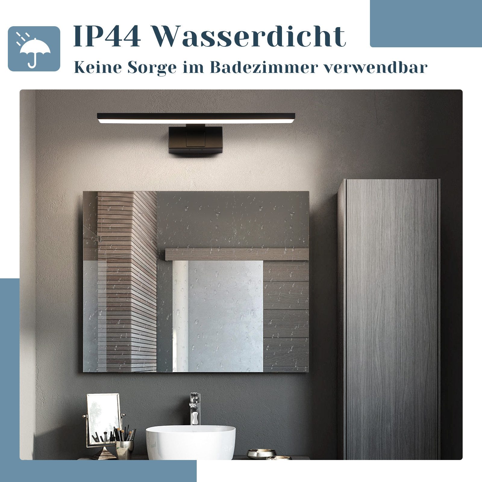 Lampada da specchio led per bagno nera impermeabile ip44_voghion.com