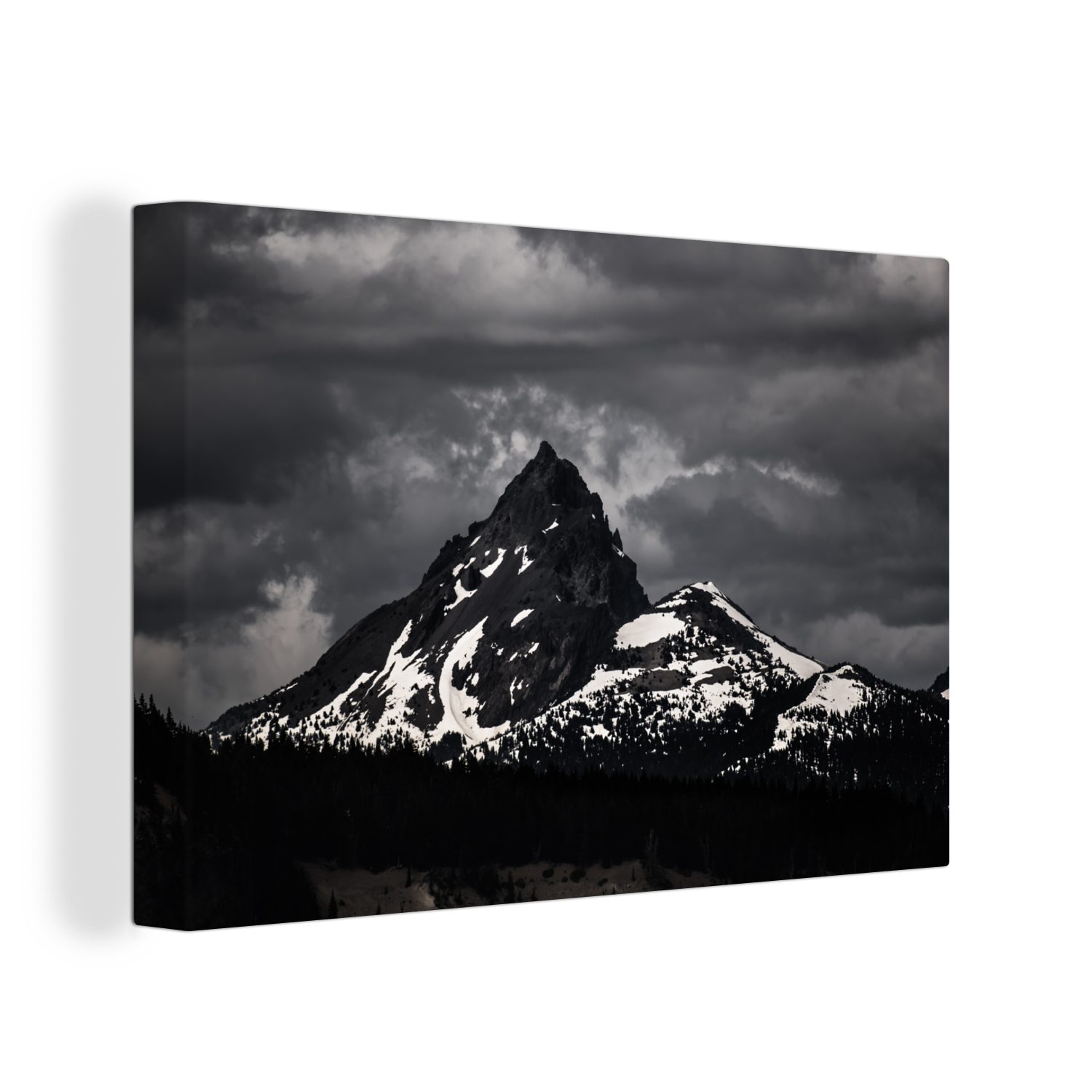 OneMillionCanvasses® Leinwandbild Berg - Schnee - USA, (1 St), Wandbild Leinwandbilder, Aufhängefertig, Wanddeko, 30x20 cm | Leinwandbilder