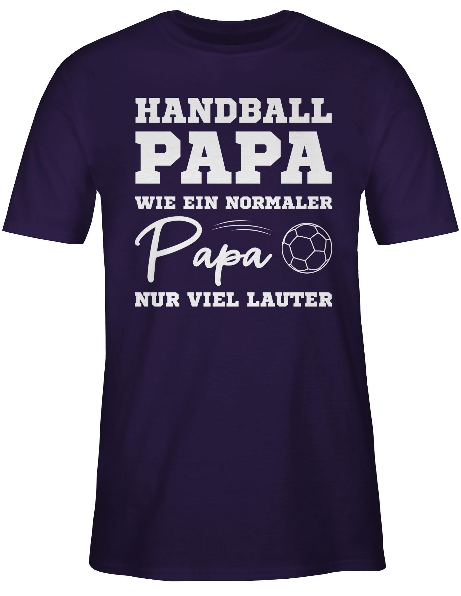 Shirtracer T-Shirt viel Trikot Papa Papa 03 Lila Handball ein nur weiß wie Ersatz WM normaler Handball lauter 2023