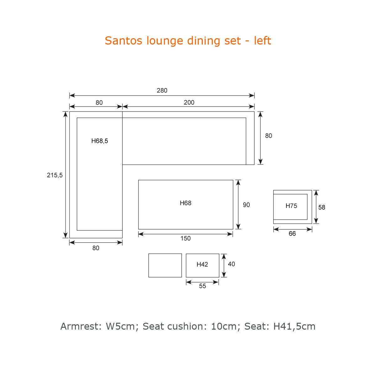 Garden Impressions Gartenlounge-Set "Santos links", Gartenmöbelset, günstig online kaufen