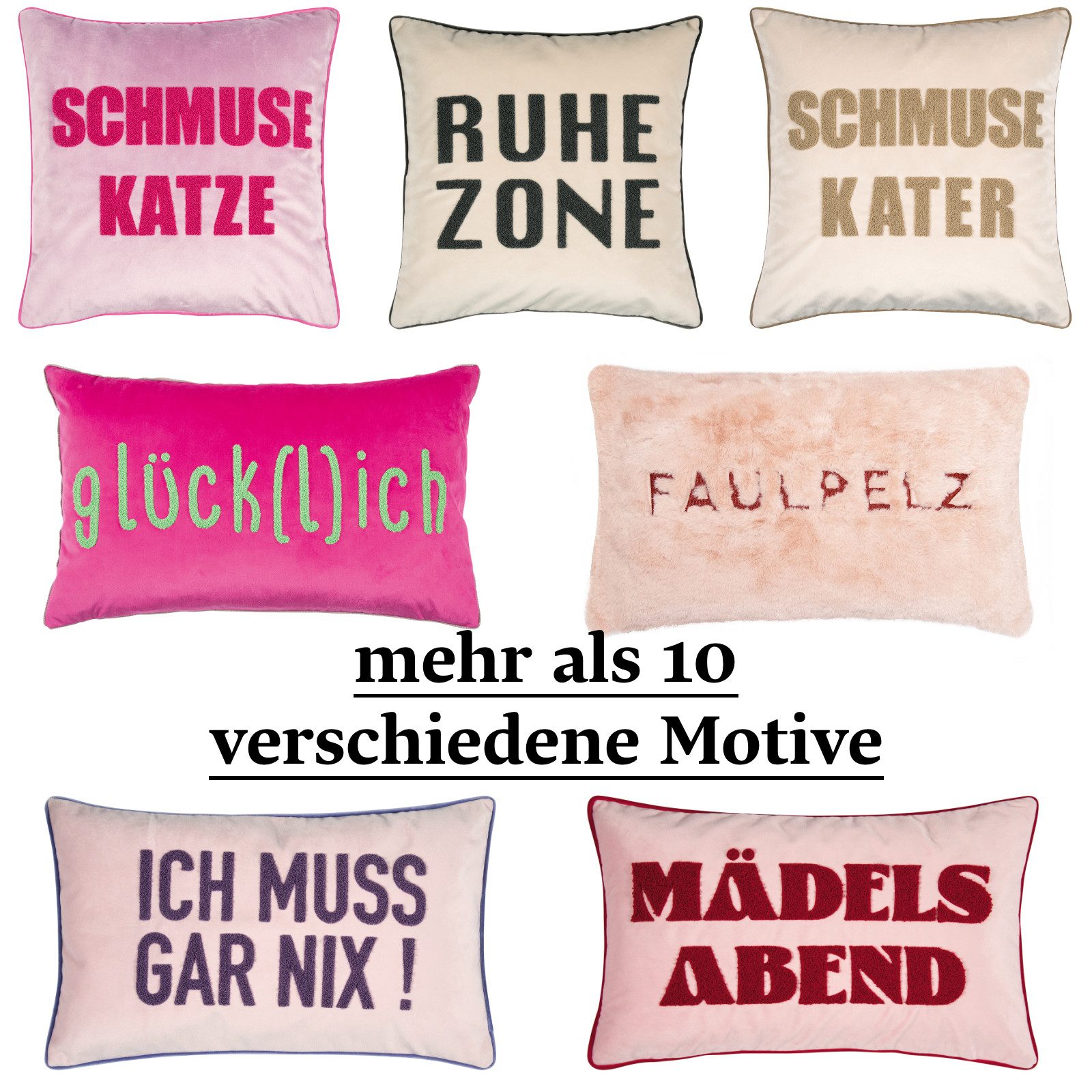 PAD Dekokissen Letters Träum weiter Stone, einfarbig, Schriftzug – Bild 4 von 4