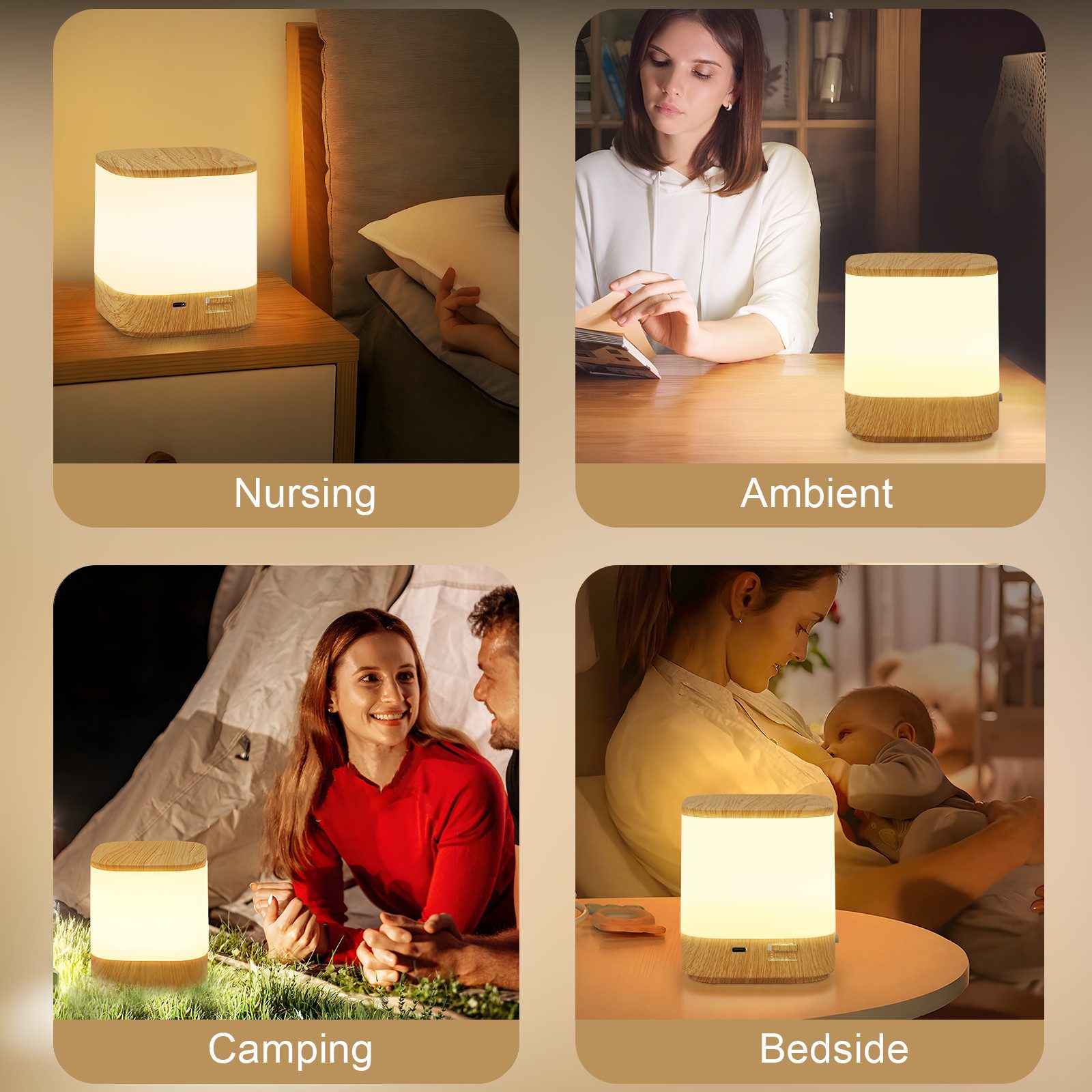 ZMH LED Tischleuchte mit 3 Farbtemperatur Nachttischlampe Akku 3600mAH USB Aufladbar Flur, LED fest integriert, 3000-6500K, mit 3 Farbtemperatur&Timing Funktion – Bild 4 von 5