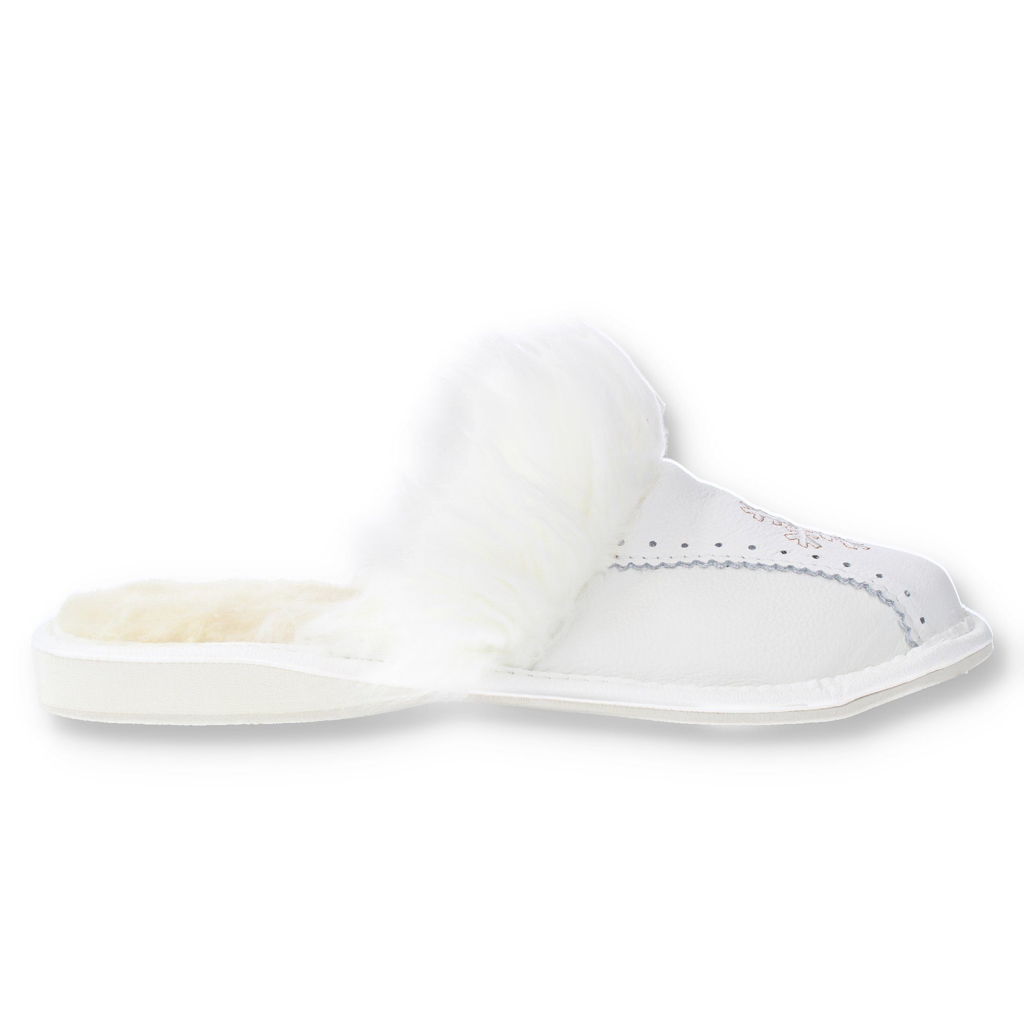 filsko Zofingen Damen Hausschuh Schneeflocke, Fellbesatz, Fellkragen
