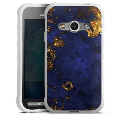 DeinDesign Handyhülle Marmor Gold Utart Blue and Golden Marble Look, Samsung Galaxy Xcover 3 Silikon Hülle Bumper Case Handy Schutzhülle
