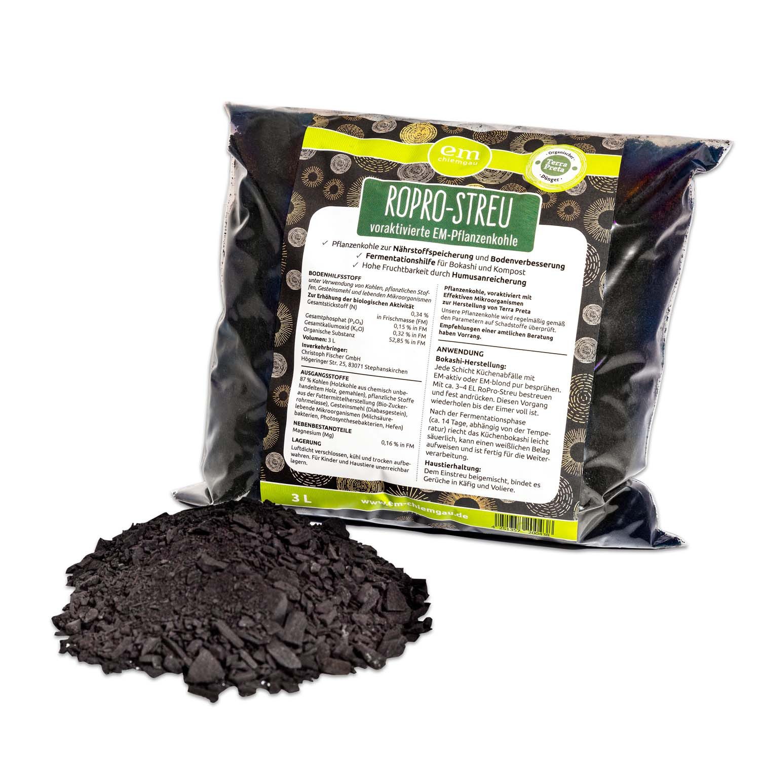 Fischer's EM-Chiemgau Bodenverbesserer RoPro-Streu Bio Pflanzenkohle, günstig online kaufen