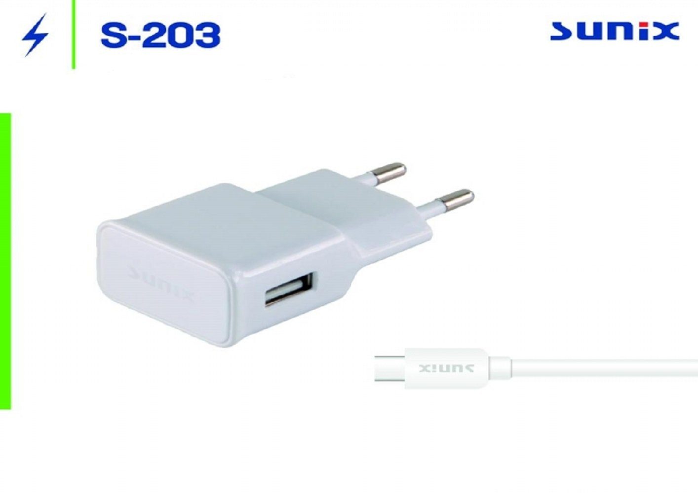 Sunix Sunix Netzteil Ladegerät Typ-C Tragbares Reiseladegerät 1,2m Weiß Handy-Netzteile