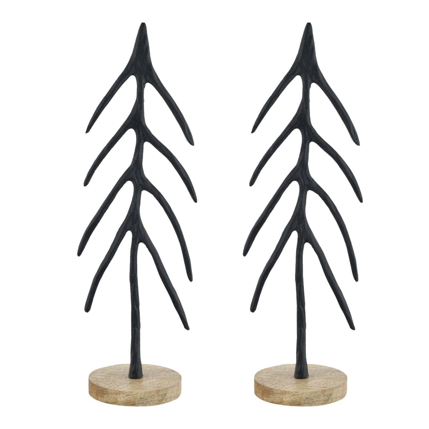 Marrakesch Orient & Mediterran Interior Dekofigur 2er Set Dekofiguren Wintertanne aus Aluminium, Schwarz 41 cm Deko (2 St), Handarbeit
