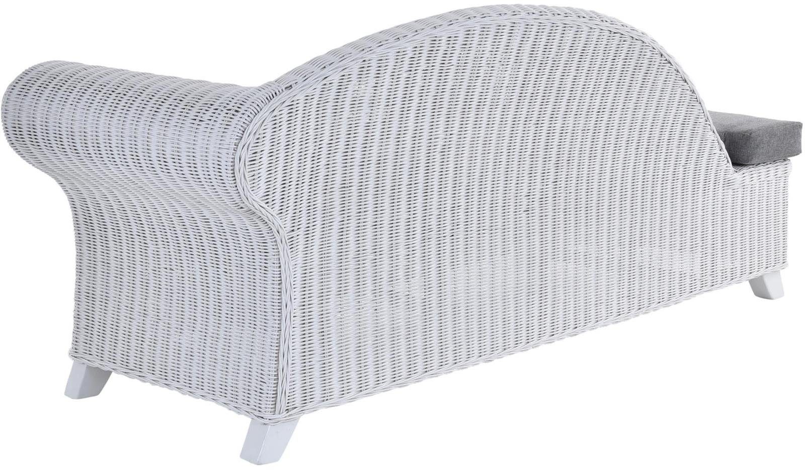 Krines Home Recamiere Rattan Recamiere Elegance Rattanliege Chaiselongue Rechts mit Polster