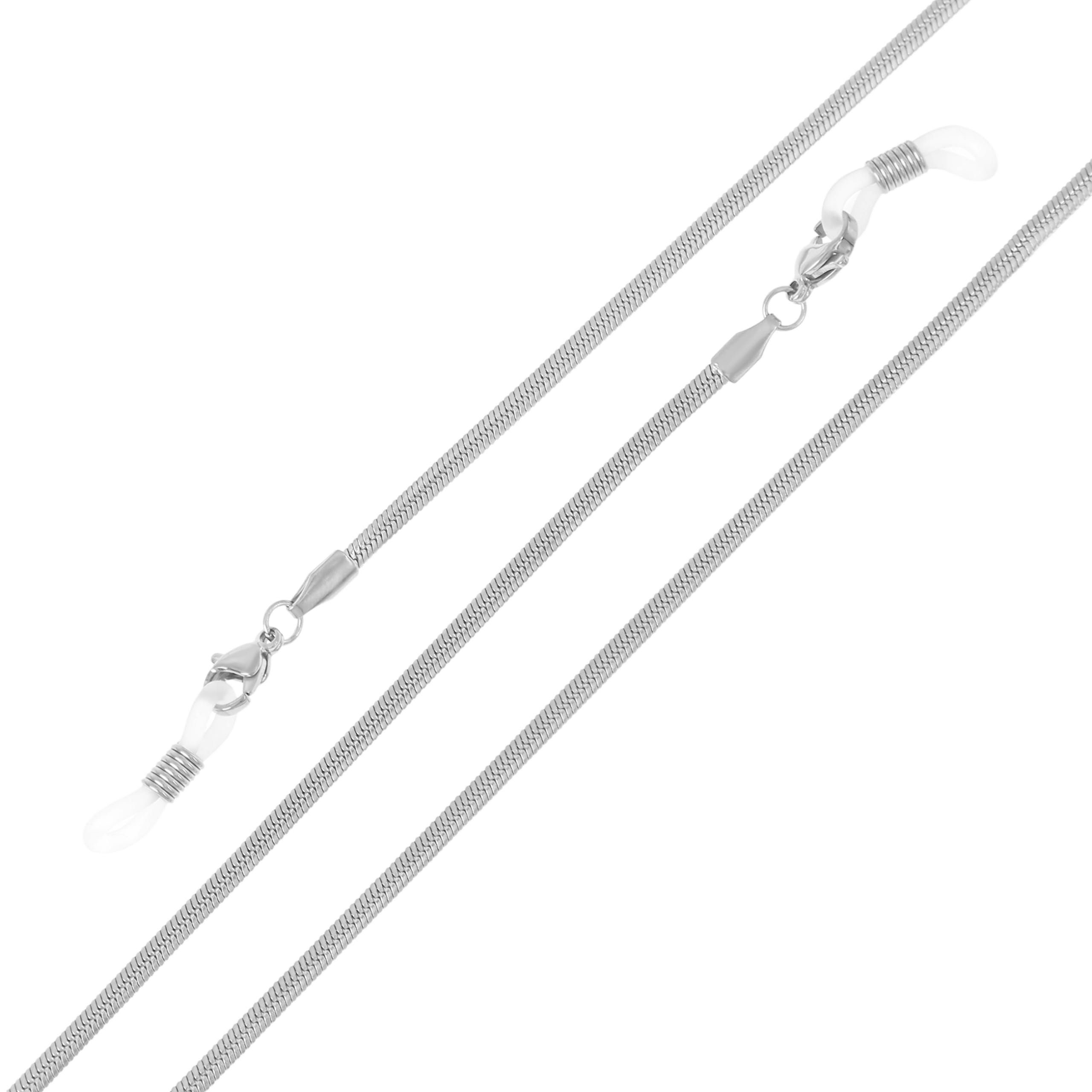 Made by Nami Brillenkette Brillenkette Damen Modern Brillenband Herren Schlangen Design, Silber, 70cm