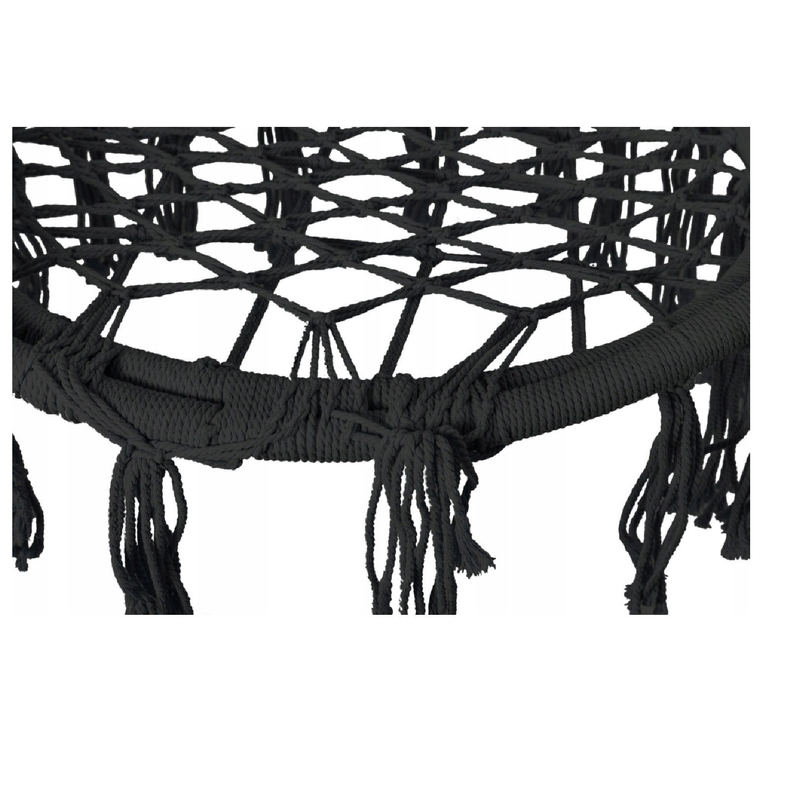 QLS Hängesessel mit Kissen bis 150kg Schwarz, für Garten & Zuhause Schaukelstuhl 100% Baumwolle