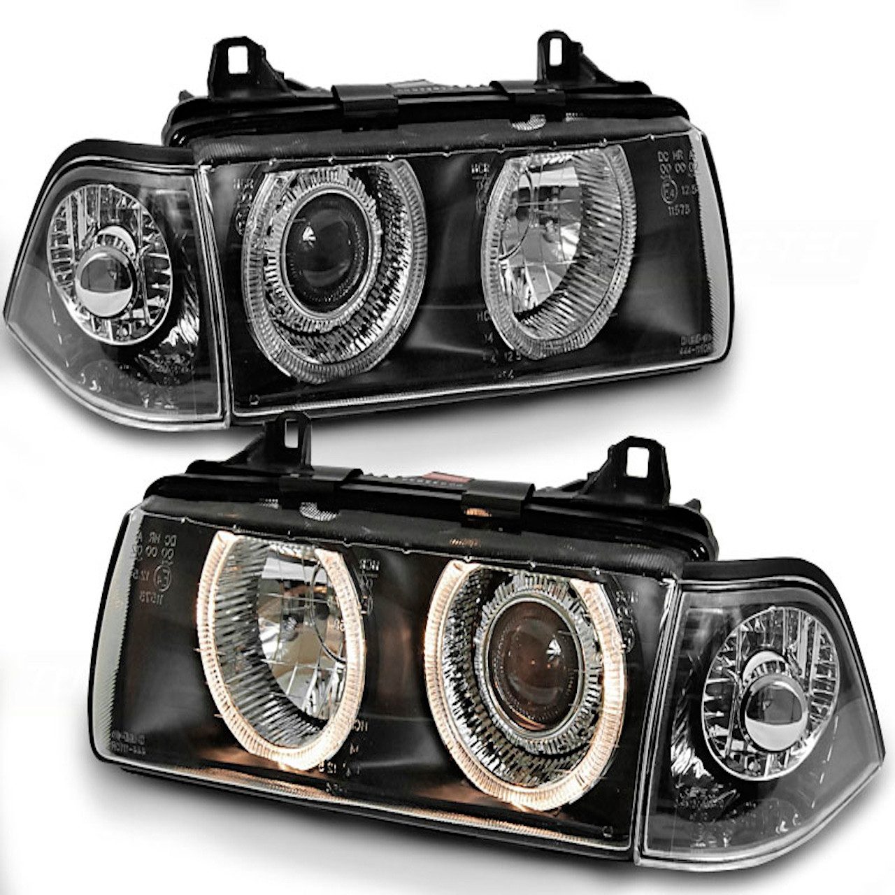 LLCTOOLS KFZ-Ersatzleuchte Angel Eyes Scheinwerfer BMW E36 92–99 Schwarz H7 H7 Coupe Cabrio