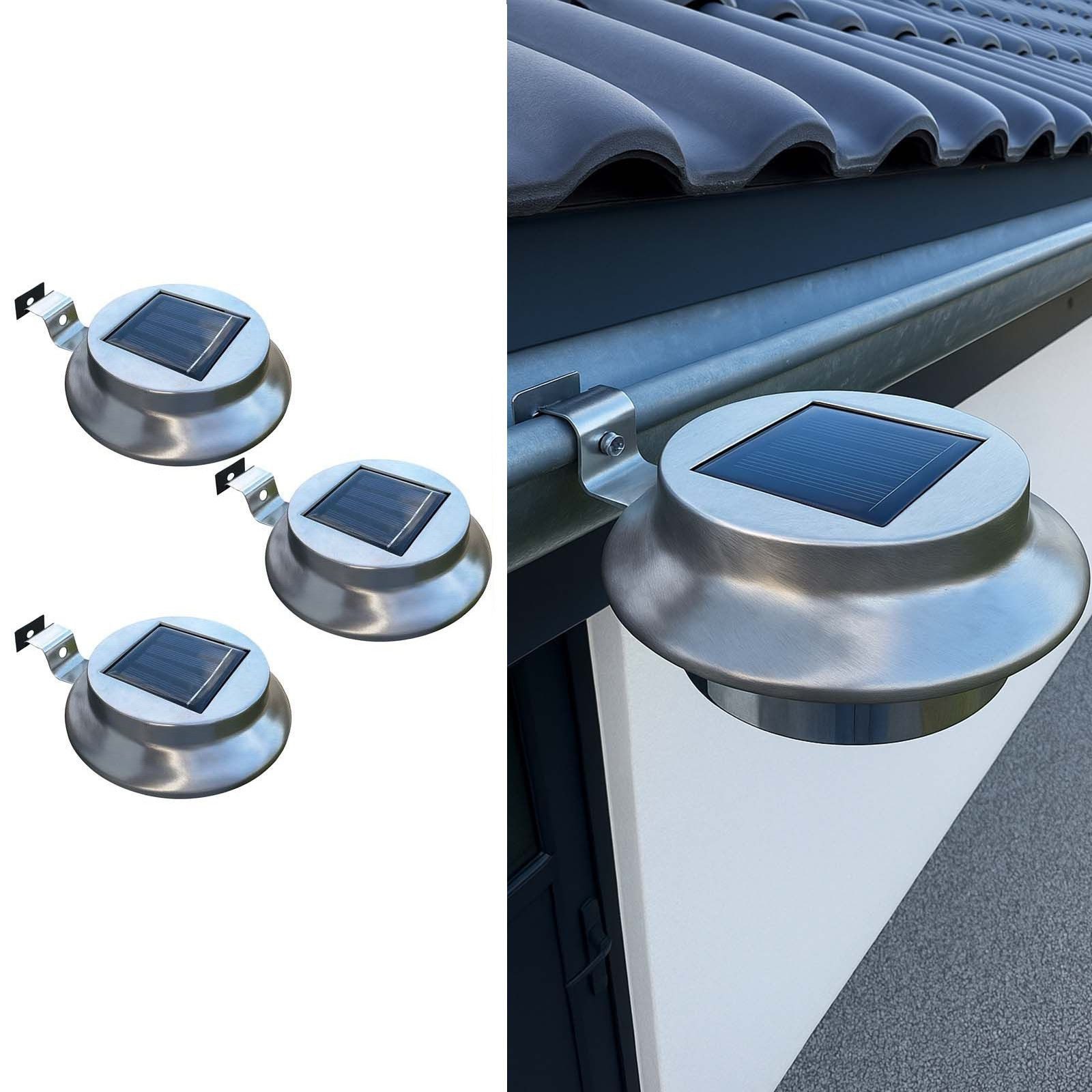 BURI Gartenleuchte LED Dachrinnenleuchte 3-24 Stück Edelstahl Zaunleuchte Solarleuchte