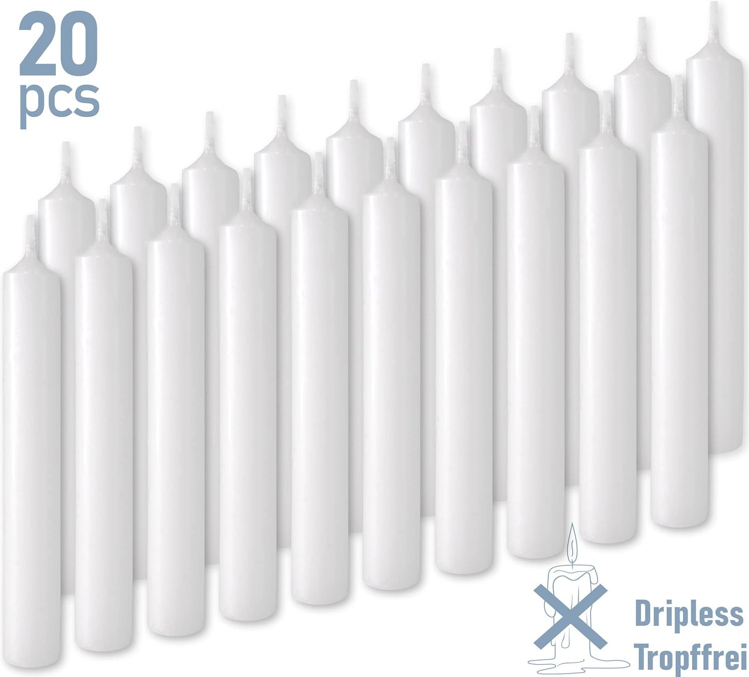 BRUBAKER Spitzkerze 20er Pack Geburtstagskerzen 9,5 cm - Geburtstag Spitzkerzen (für Geburtstag, Magie, Rituale, 20-tlg., oder Partydekoration), Dekokerzen mit 1,25 cm Durchmesser - Stabkerzen Leuchterkerzen