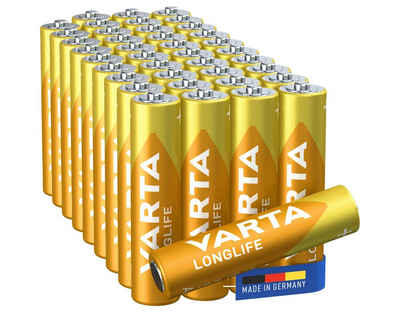 VARTA Longlife AAA Batterie, LR03 (1,5 V, 40 St), Made in Germany, 1.5V, 10 Jahre Lagerfähigkeit