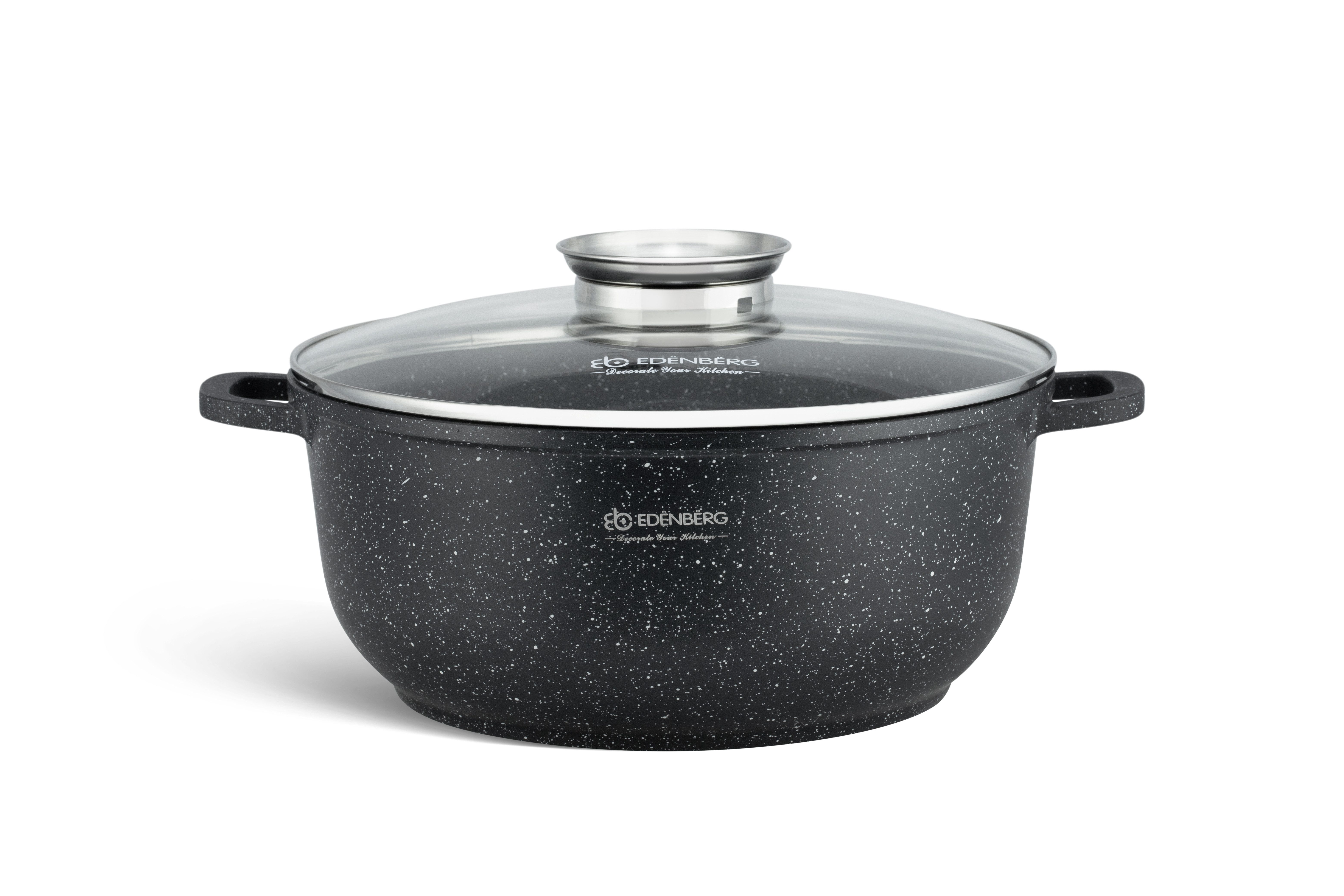 Edenberg Kochtopf Topf 6.8L Suppentopf Kompotttopf Spargeltopf Steinbeschichtung, Aluminiumguss, Keramik (Sehr hochwertig, 2-tlg., Eine ideale Geschenkidee)