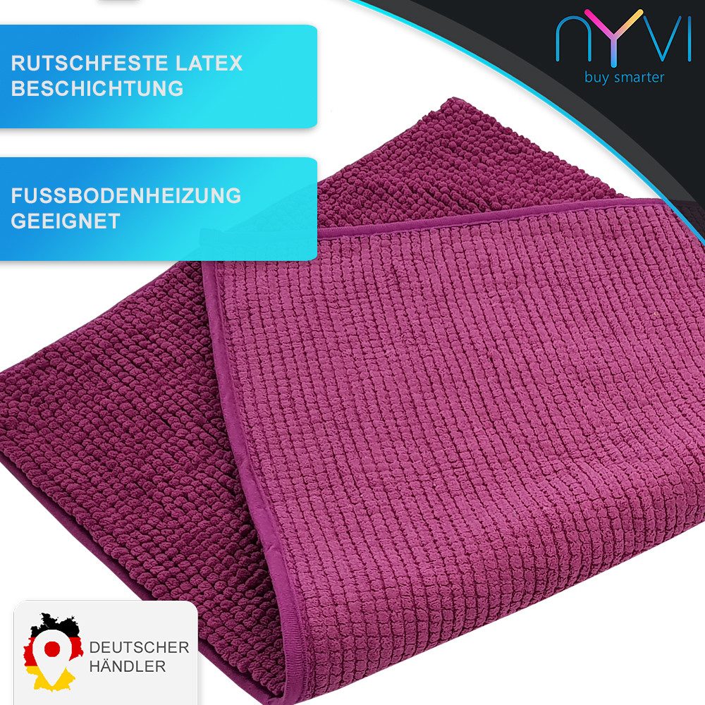 NYVI Badematte WC Vorleger NYVISpa Chenille Badvorleger, Höhe 20 mm, Polyester, Rutschfest, Saugfähig, Schnell Trocknend, Fußbodenheizung geeignet – Bild 3 von 5