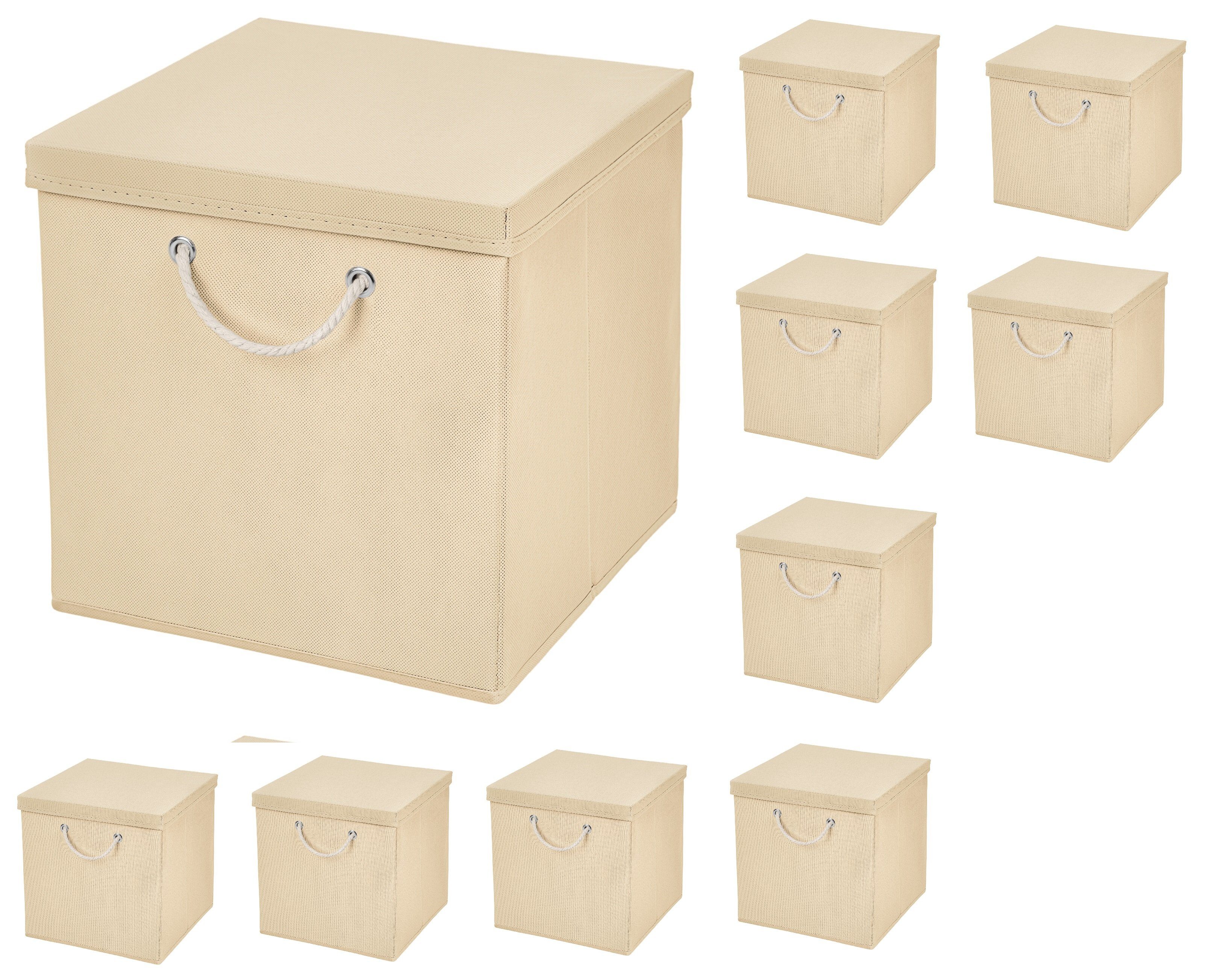 StickandShine Faltbox 10 Stück 30 x 30 x 30 cm Aufbewahrungsbox Stoffboxen  in verschiedenen Farben (10er SET 30x30x30) Faltbox moderne Faltkiste  Maritim mit Kordel 30cm