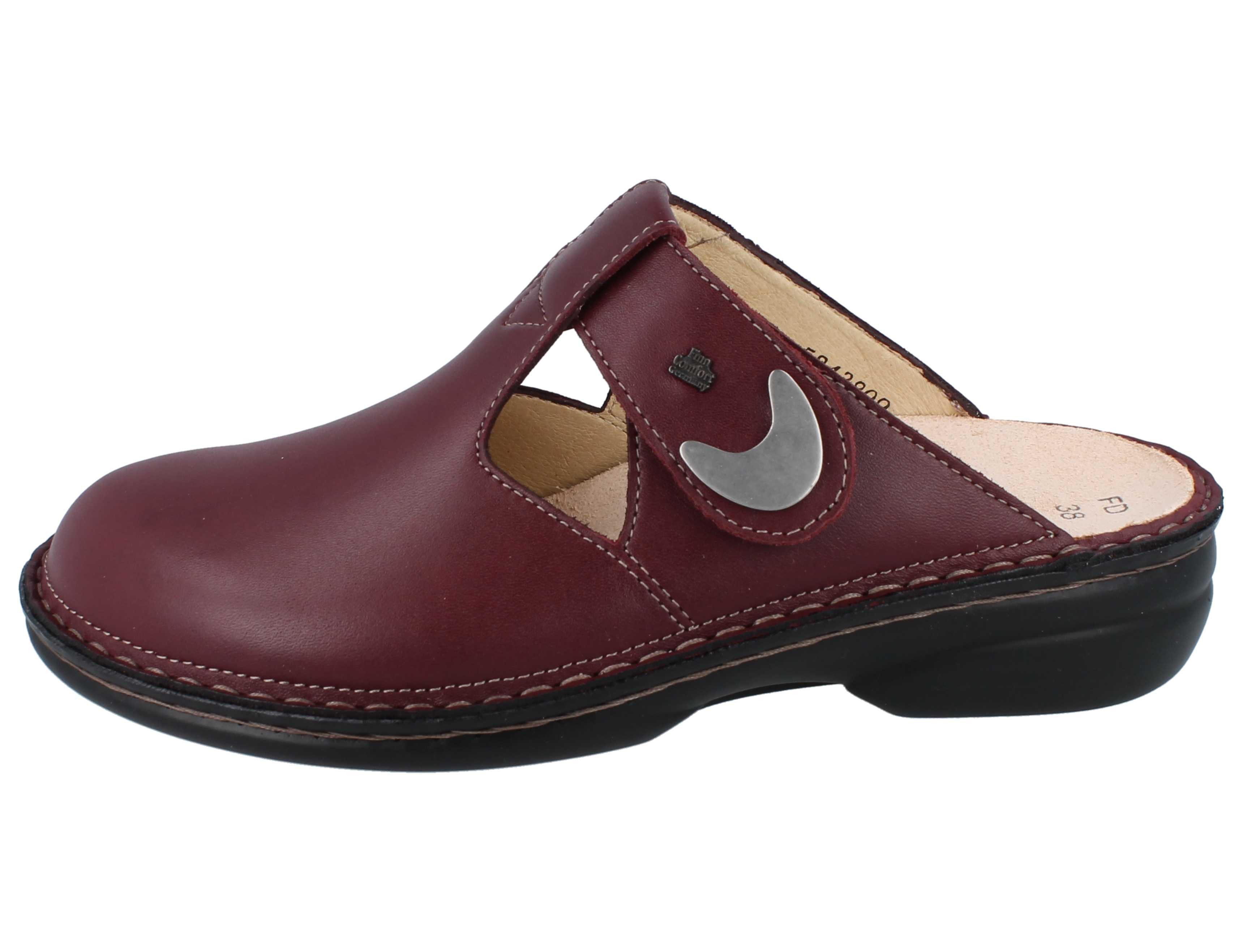Finn Comfort FINN COMFORT Belem Damen Clogs dunkelrot Glattleder - Größe: 43 Clog Wechselfußbett