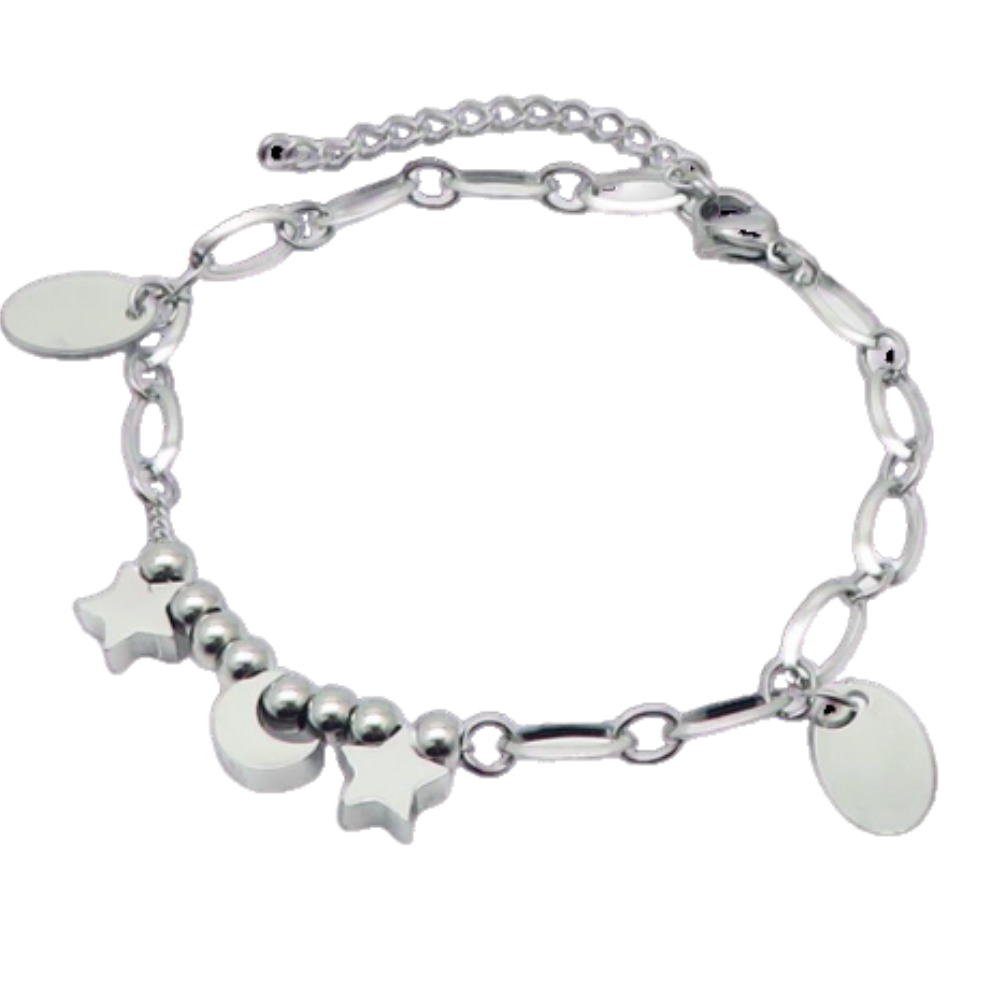 1-tlg), Armband, Mond Armschmuck Edelstahl Silber Bracelet Sterne Armband aus Damen & (1 BUNGSA Bettelarmband
