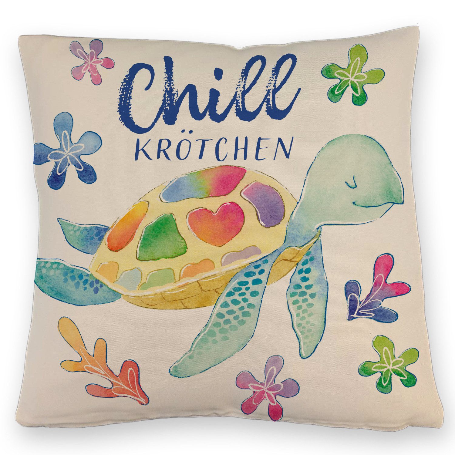 speecheese Dekokissen Schildkröte Kissen mit Leinenoptik günstig online kaufen