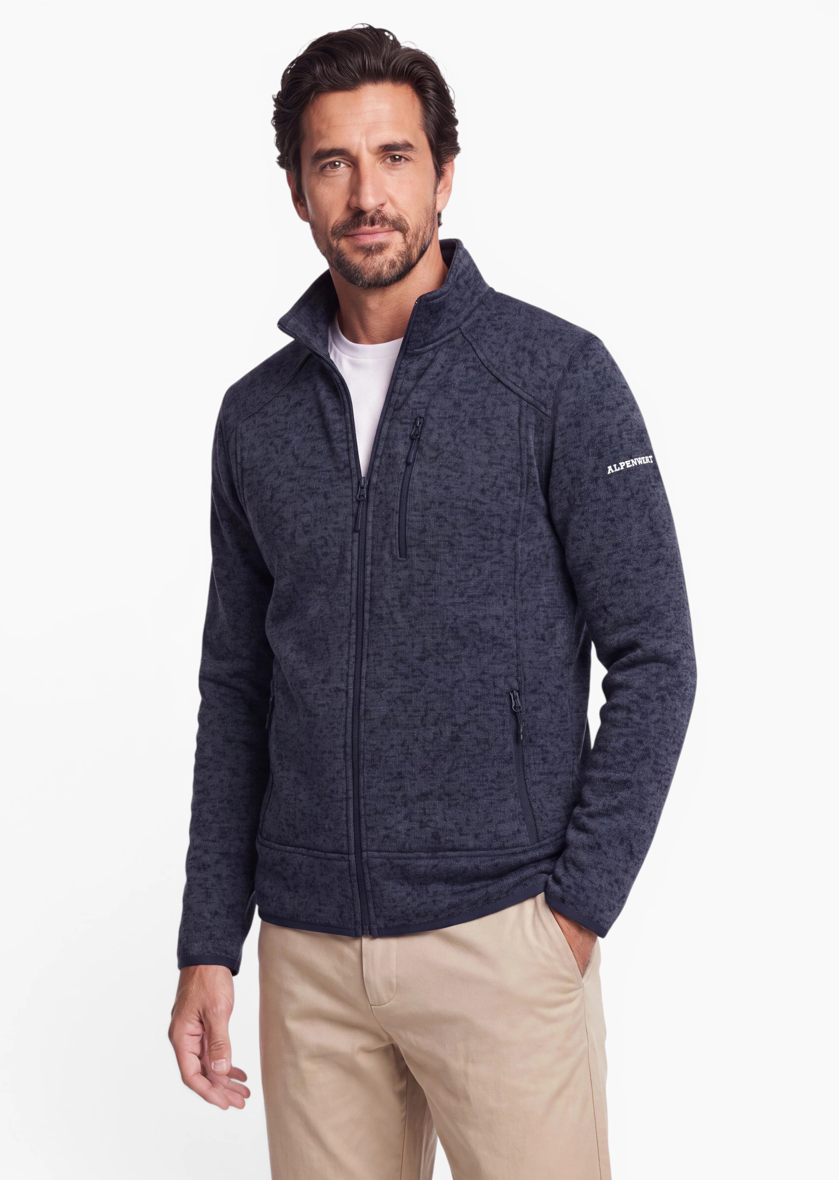 Alpenwert Fleecejacke Herrren – Outdoor- & Freizeitjacke, Weich und Atmungsaktiv Ideal als Outdoorjacke oder wärmende Midlayer