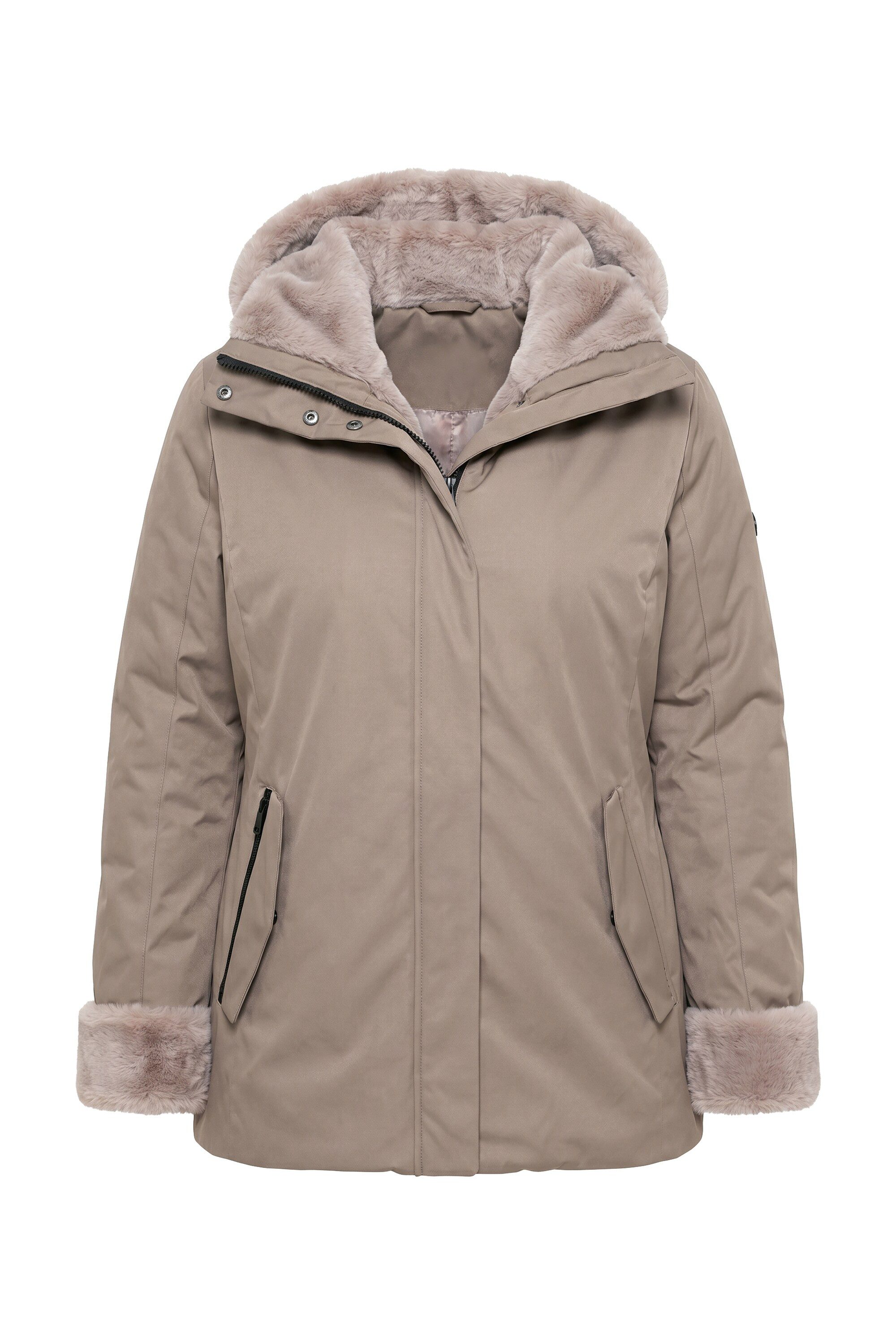 Ulla Popken Funktionsjacke HYPRAR Funktions-Jacke wasserdicht Kapuze Kunstfellbesatz – Bild 2 von 4
