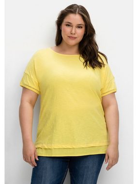 Sheego T-Shirt Große Größen mit Blusenbesatz am Saum