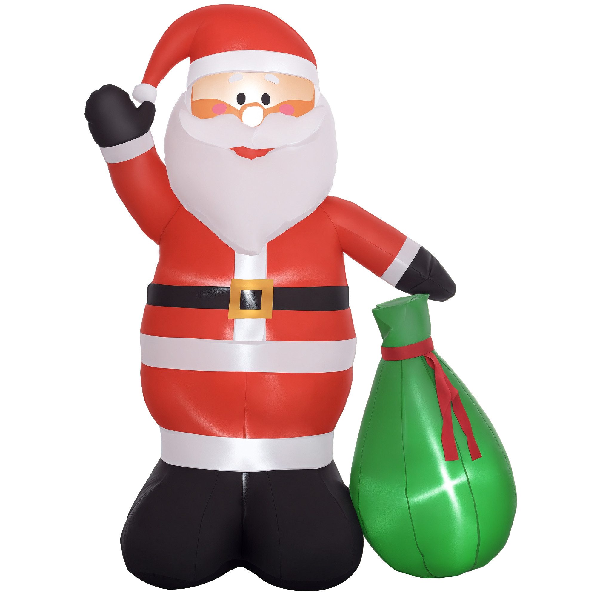 BAYMATE Weihnachtsfigur 180 cm großer aufblasbarer Weihnachtsmann mit LED-Beleuchtung (Befestigungsmaterial und Gebläse, für den Innen- und Außenbereich)